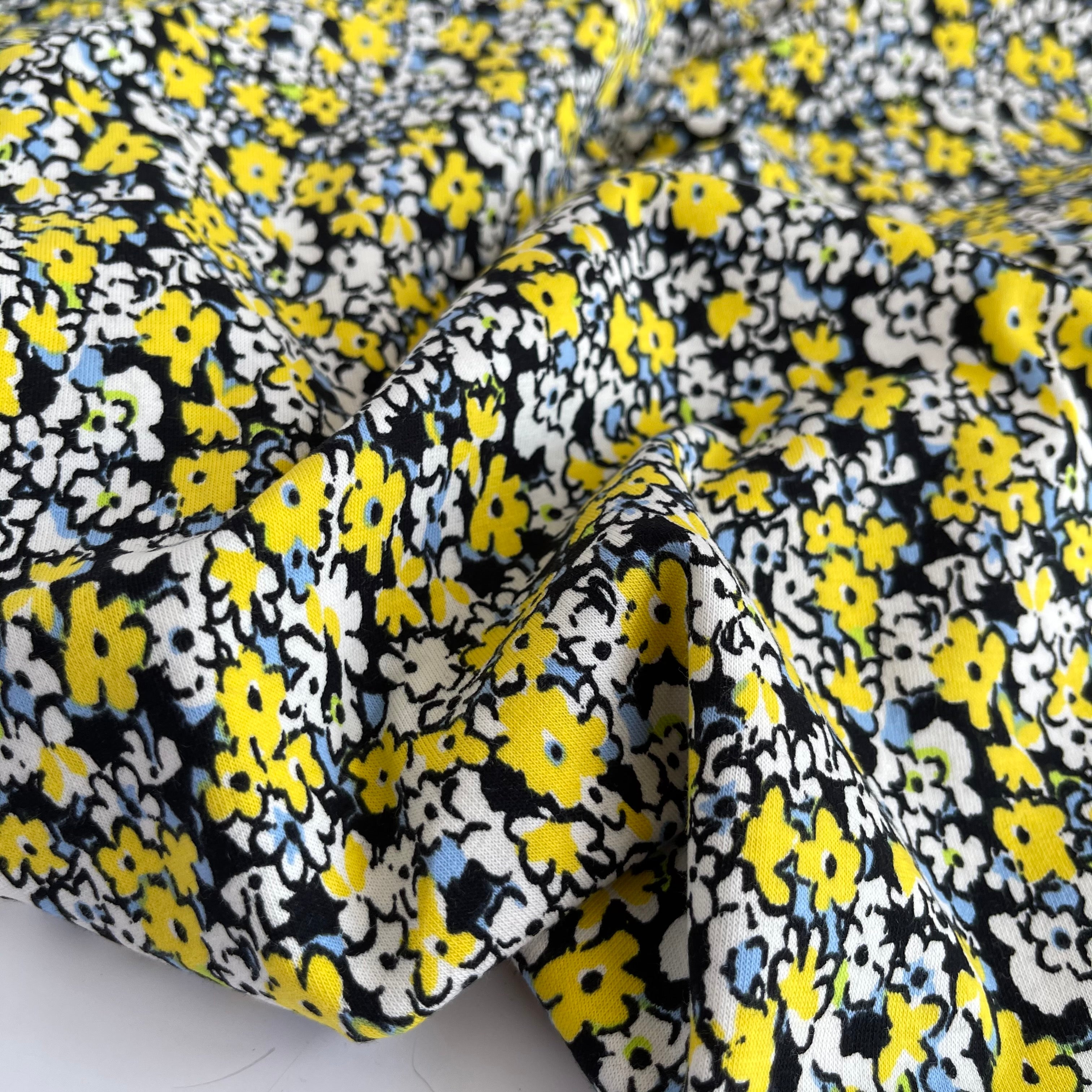 Buttercup Flower Cotton Jersey Fabric