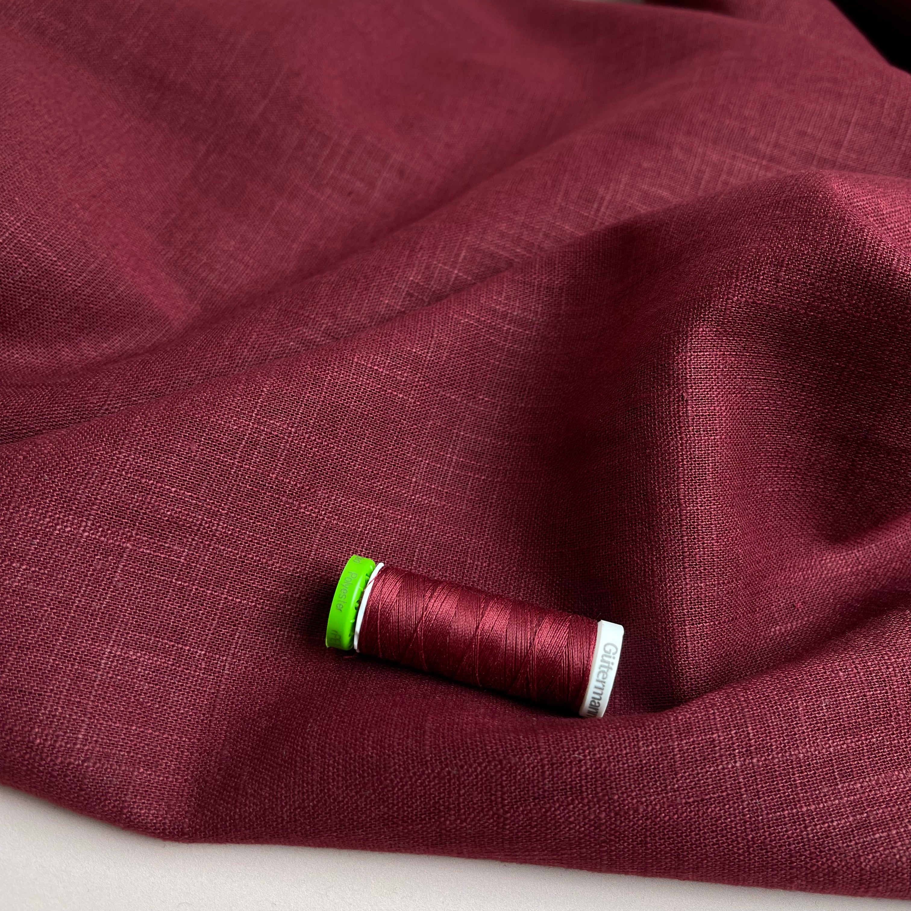 Breeze Burgundy - Enzyme Washed Pure Linen Fabric