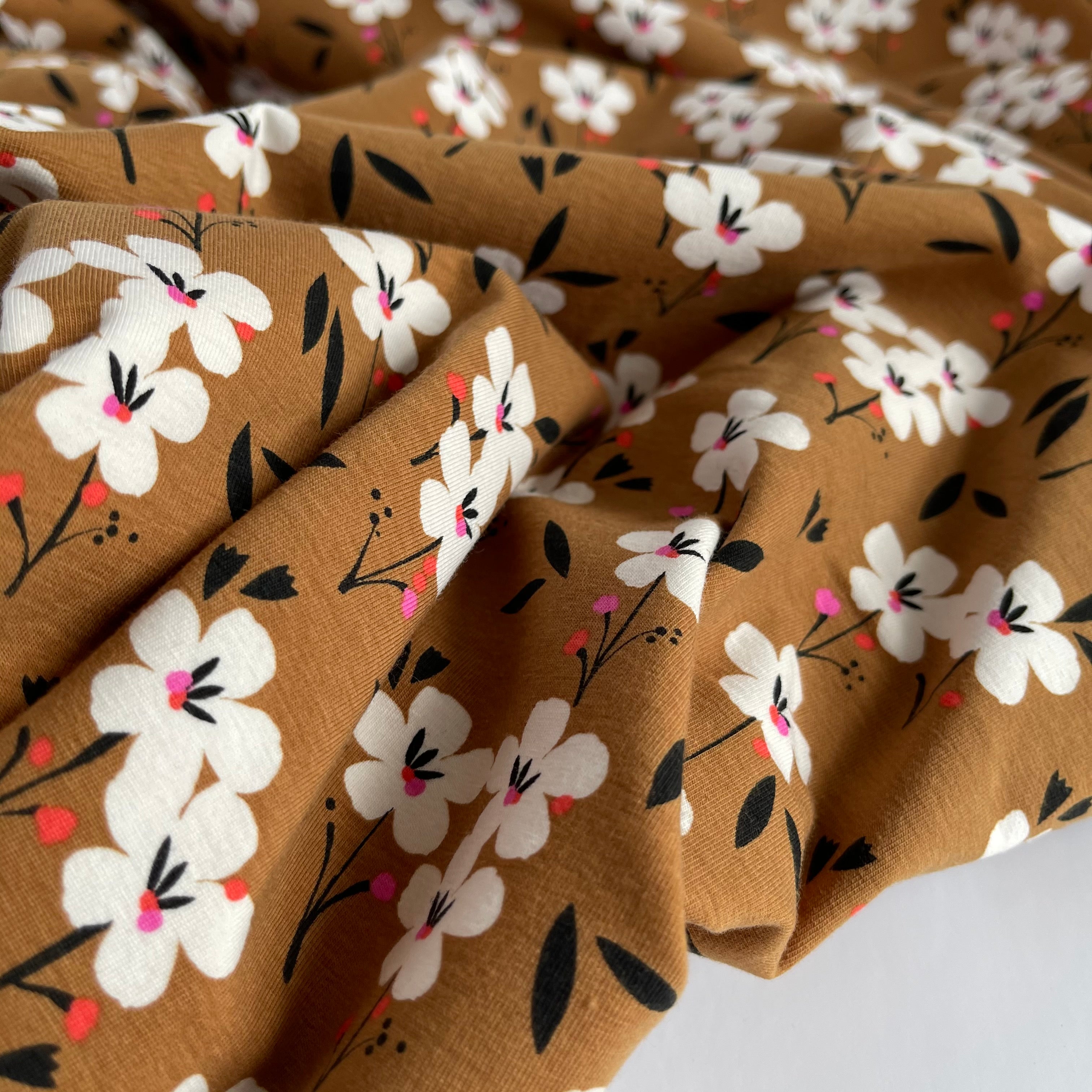 REMNANT 1.13 Metres - Soiree Spring Gold Cotton Jersey Fabric
