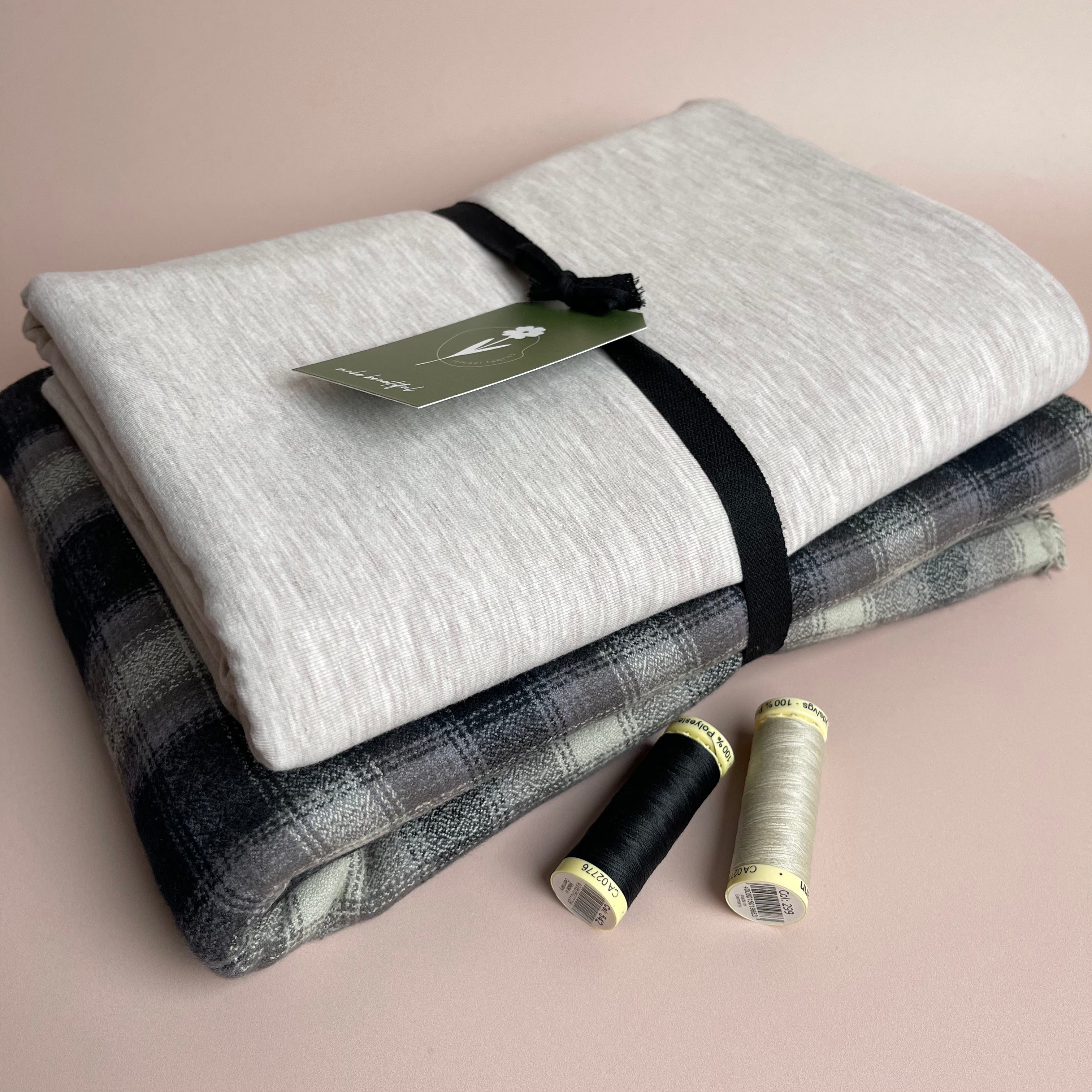 Limited Edition - Luxury Pyjama Kit with Grey Check Cotton Flannel