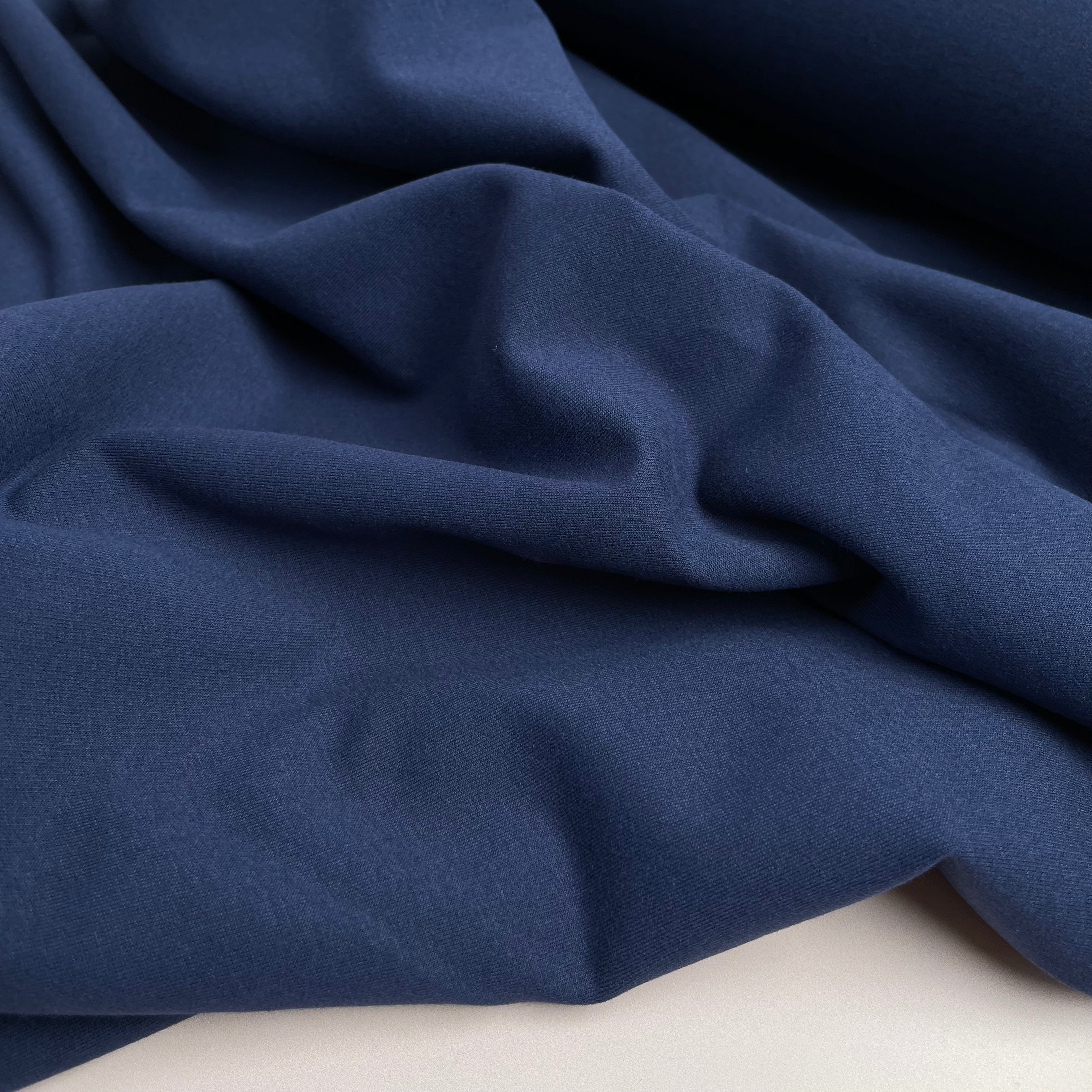 Peach Soft GOTS Organic Cotton Sweat-shirting in Navy