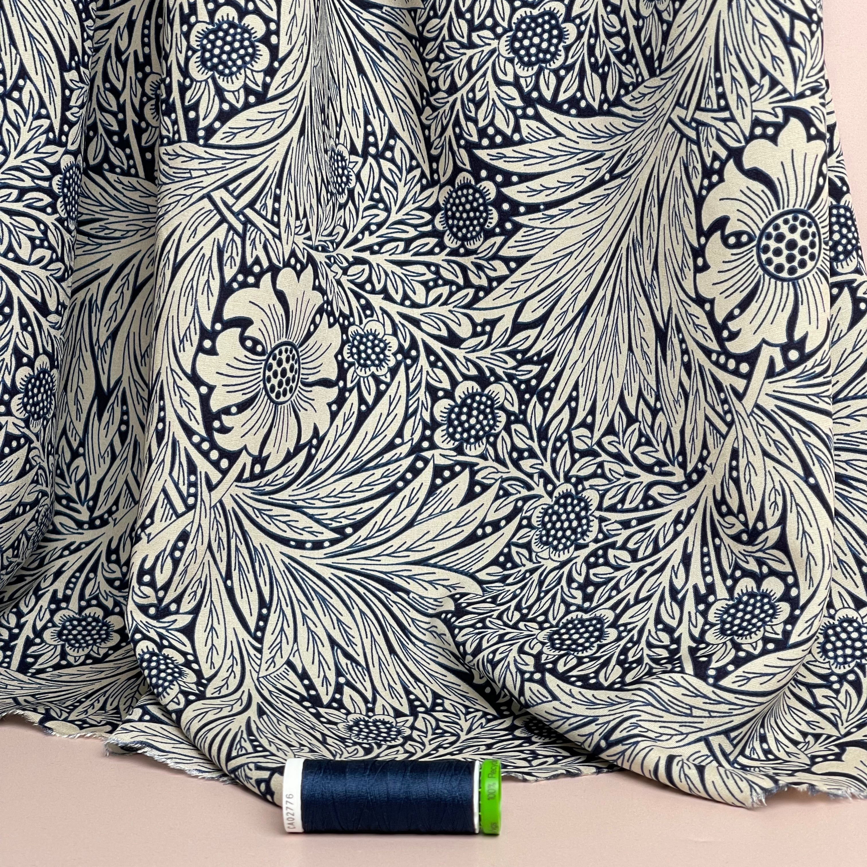 Victoria Navy Blue Viscose Fabric