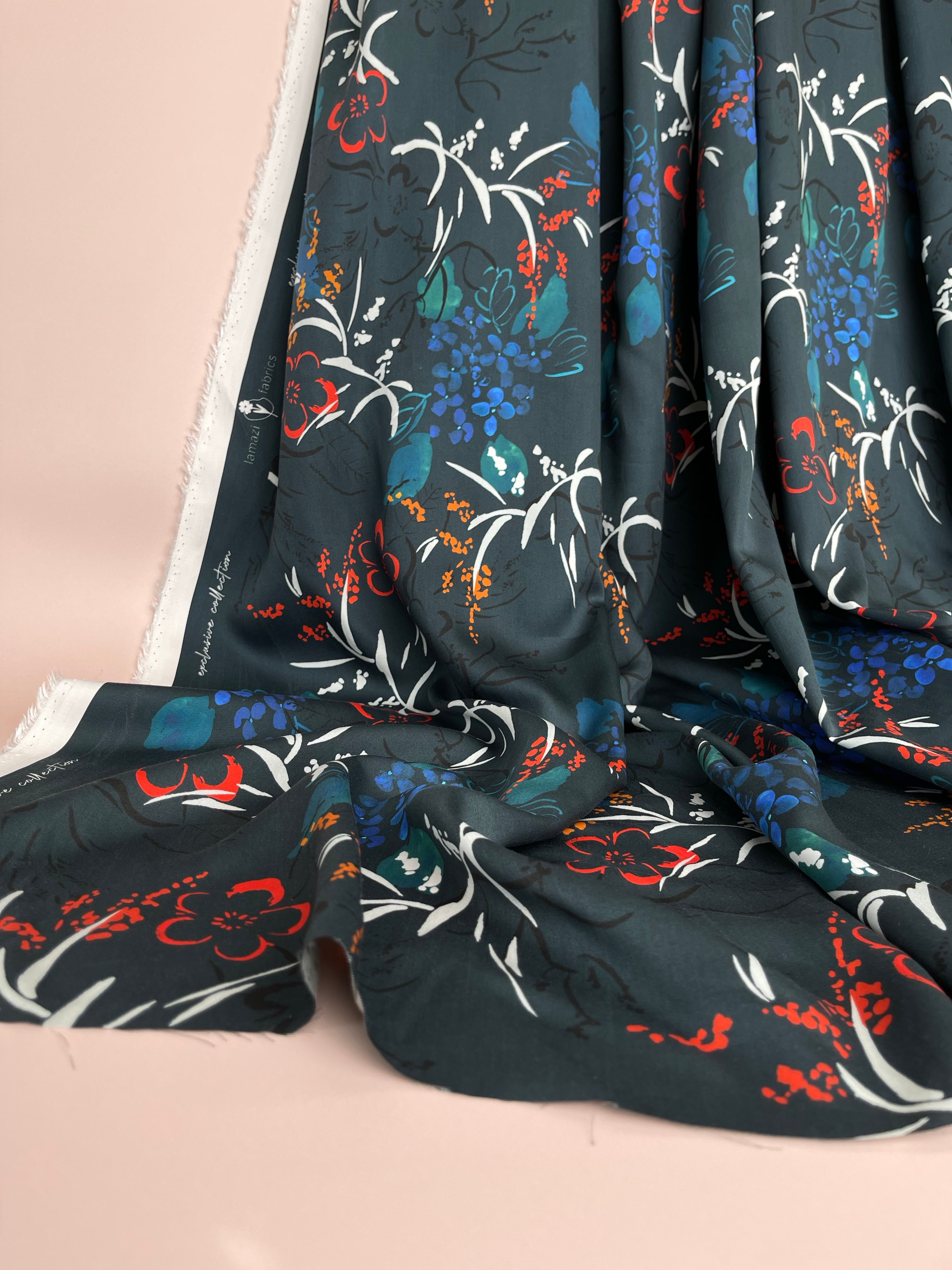 Garden of Dreams - Midnight Blooms Sateen with TENCEL™ Lyocell Fibres