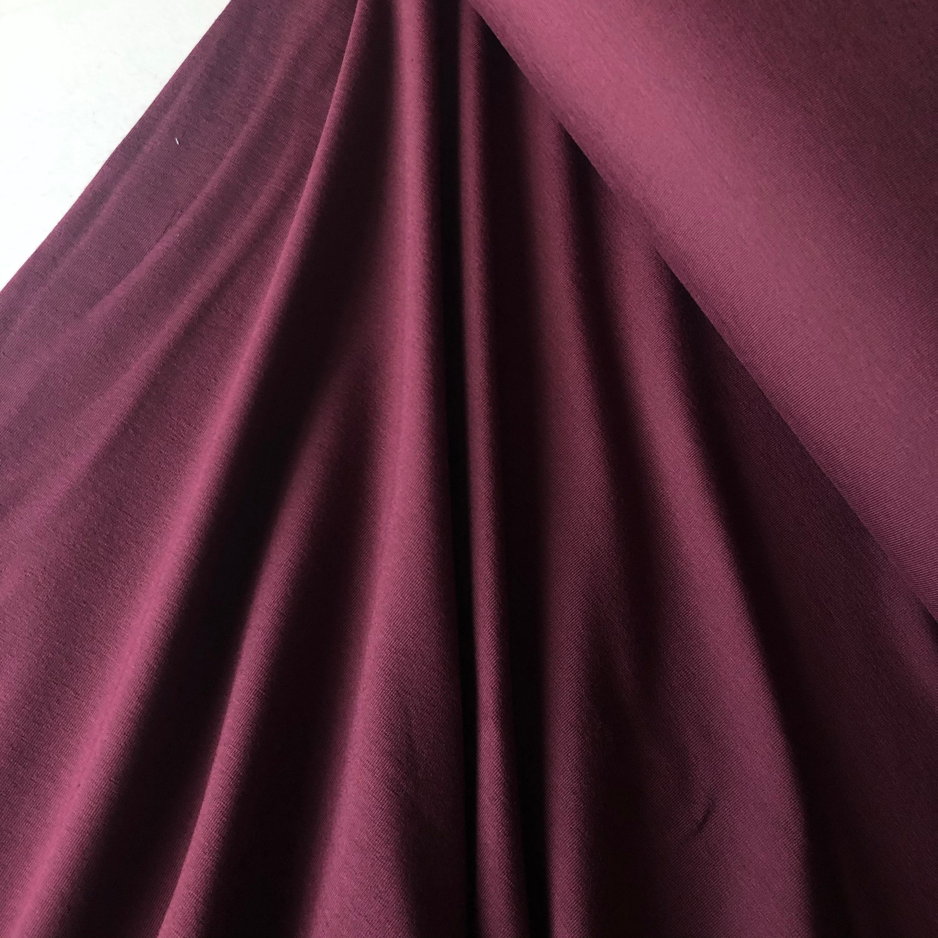 REMNANT 1.39 Metres - Essential Chic Aubergine Plain Cotton Jersey Fabric