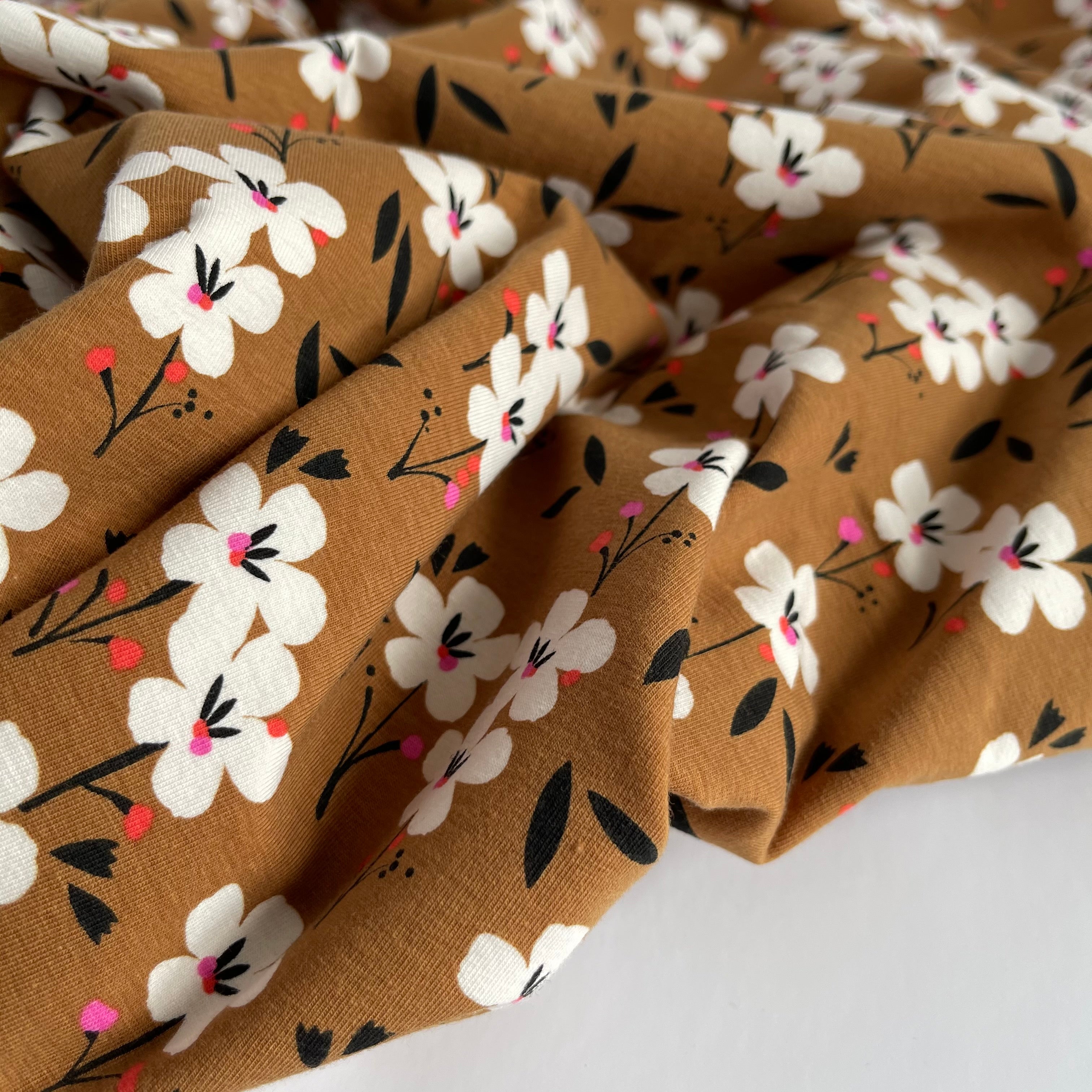 REMNANT 1.13 Metres - Soiree Spring Gold Cotton Jersey Fabric