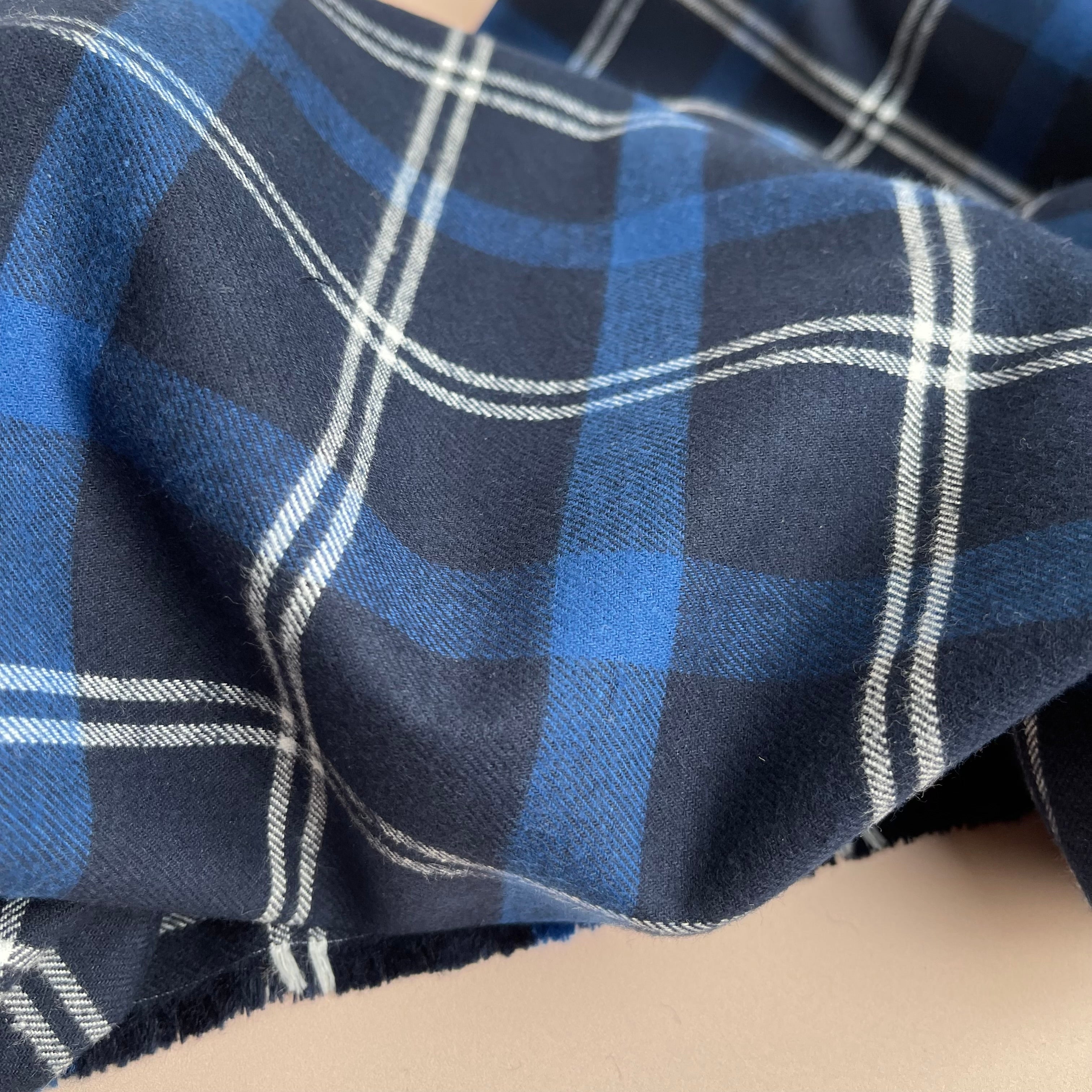 REMNANT 1.05 Metres - Highland Navy with Blue Yarn Dyed Cotton Flannel