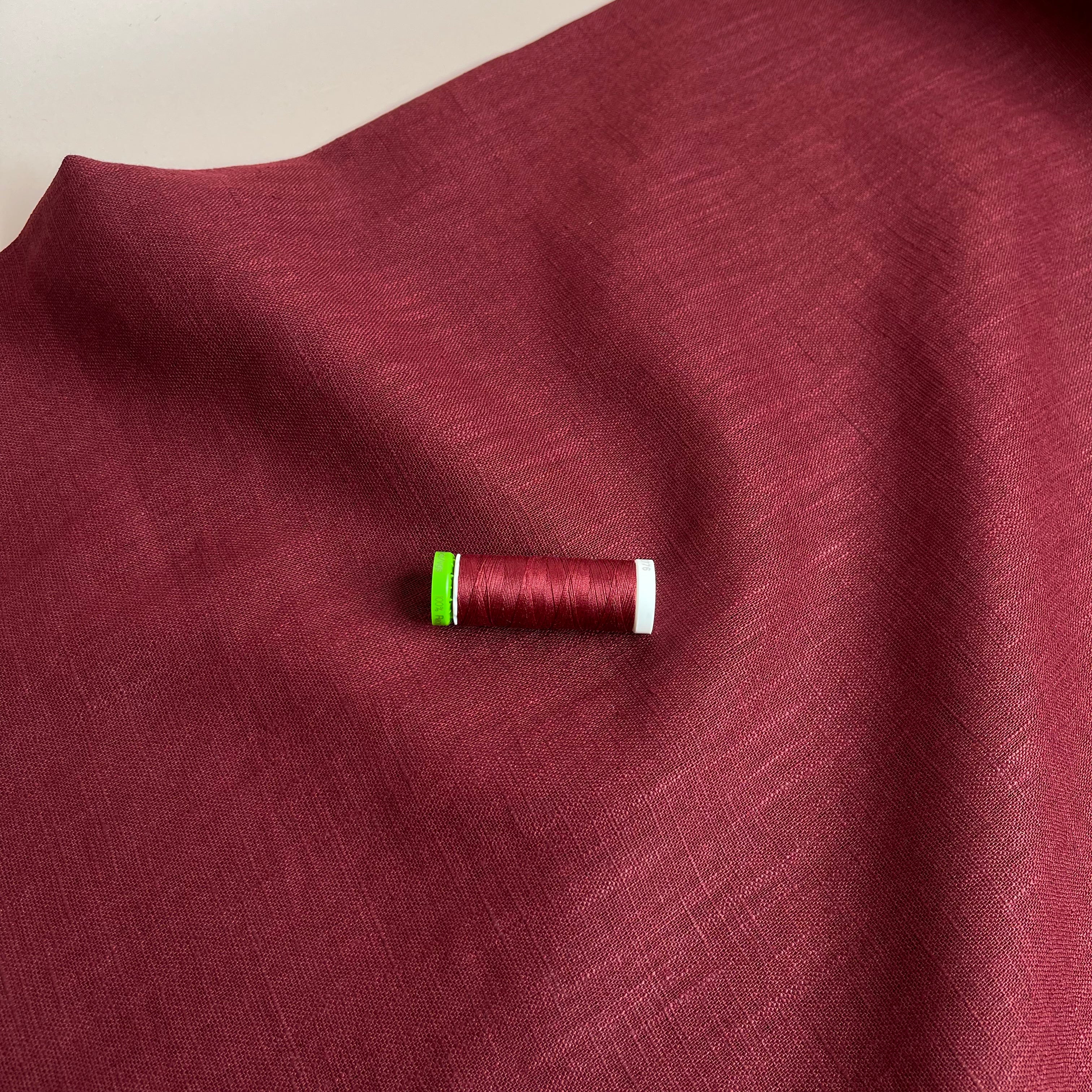 Breeze Burgundy - Enzyme Washed Pure Linen Fabric