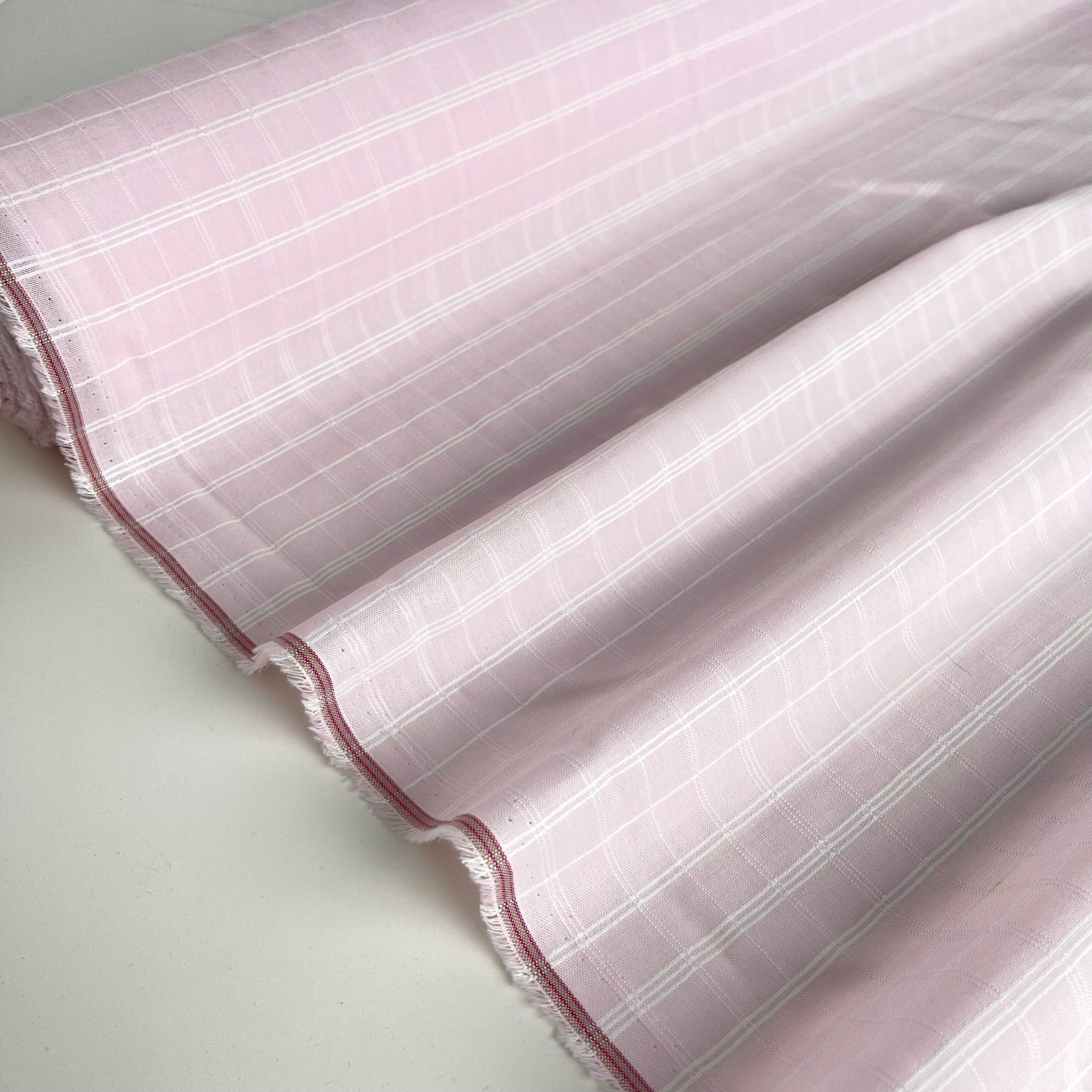 Ex-Designer Checked Light Pink Cotton Fabric