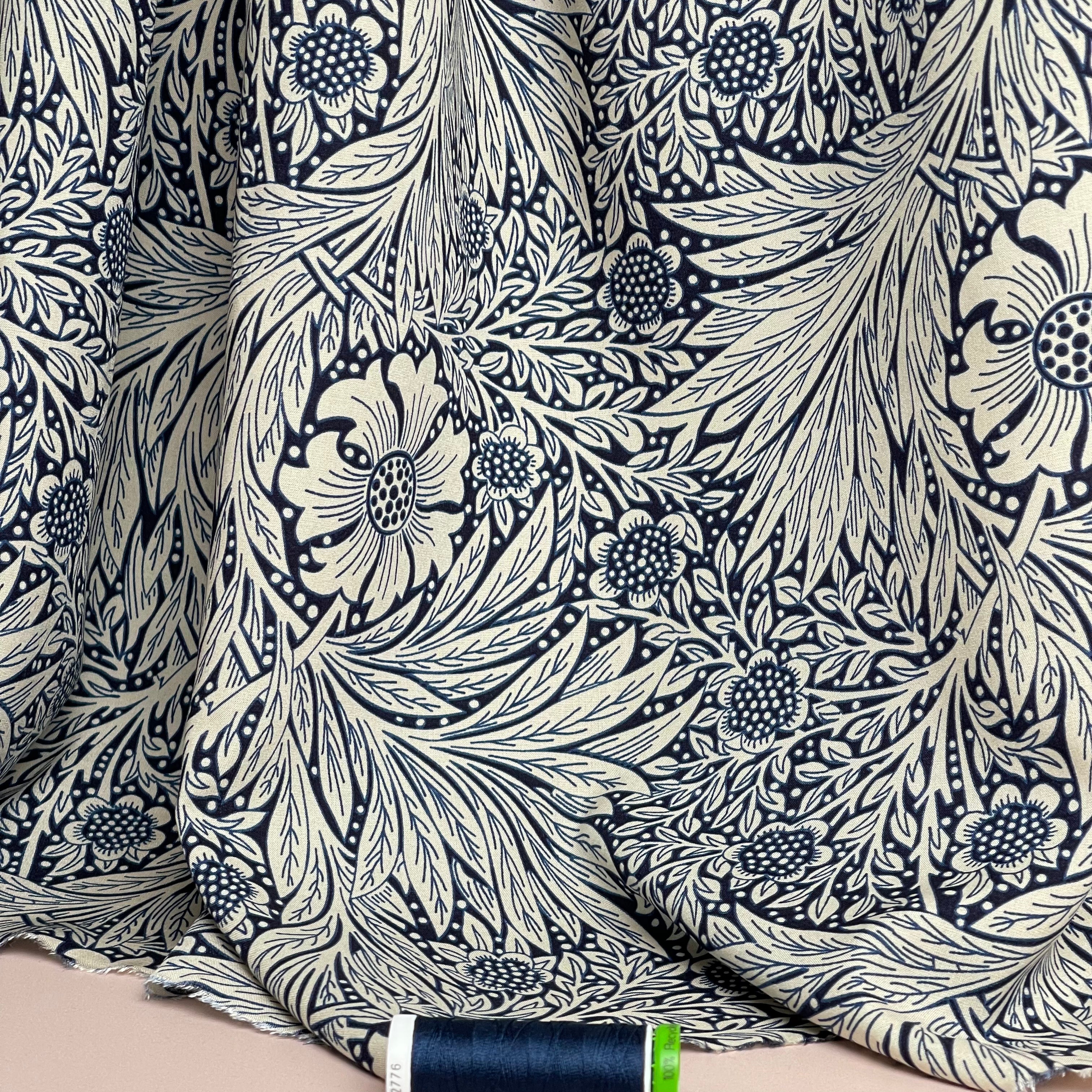 Victoria Navy Blue Viscose Fabric