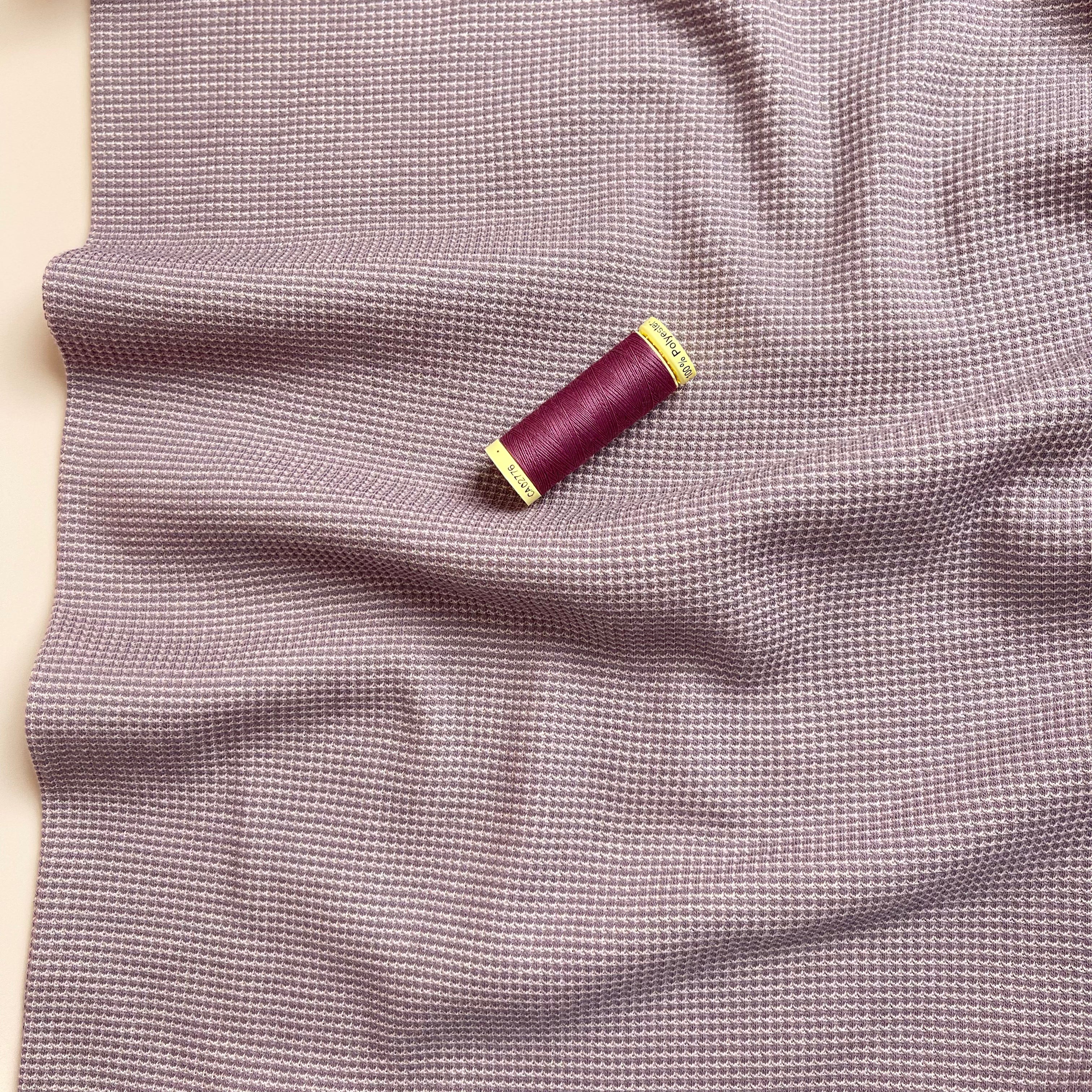 REMNANT 1 Metre - Knitted Cotton Waffle Fabric in Mauve