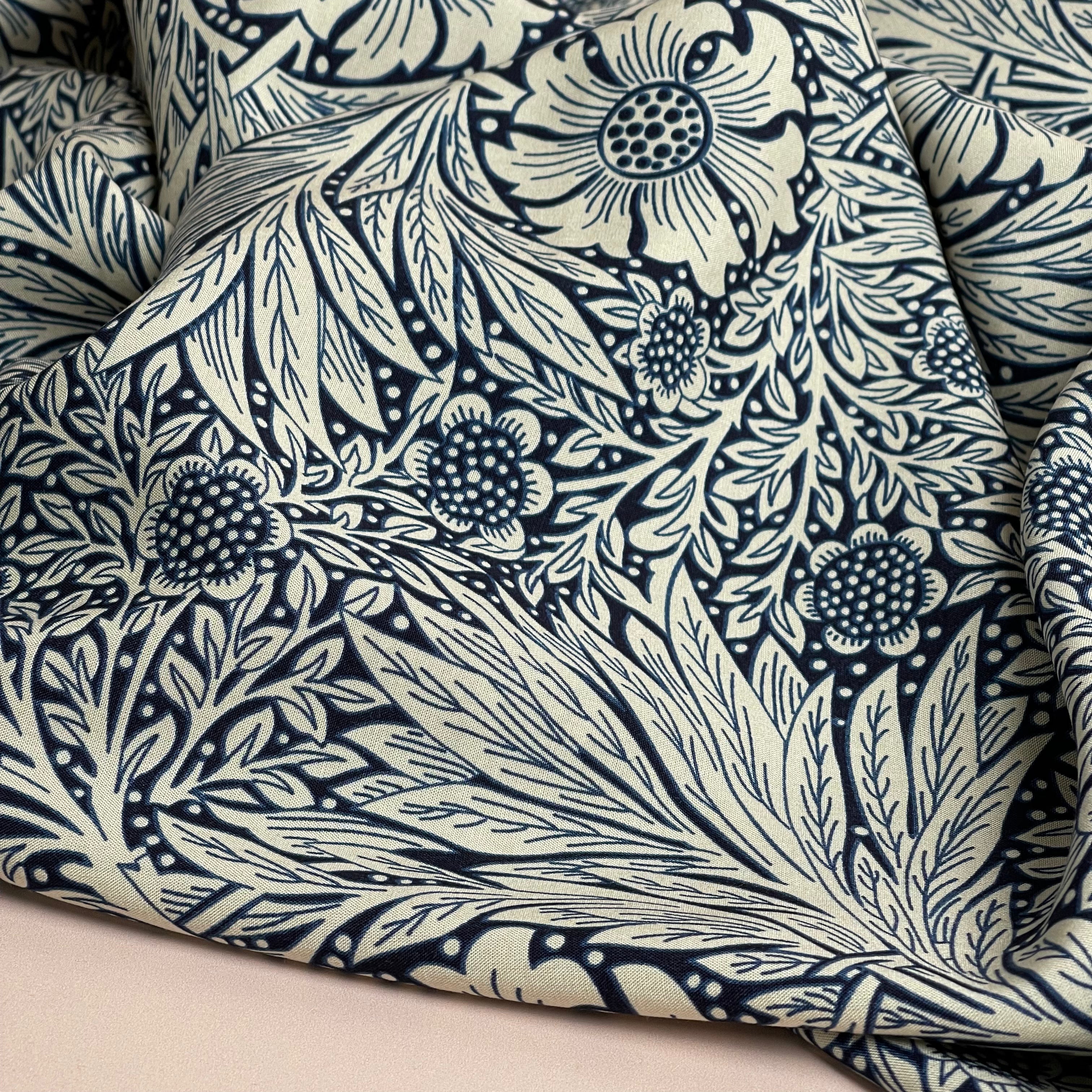 Victoria Navy Blue Viscose Fabric