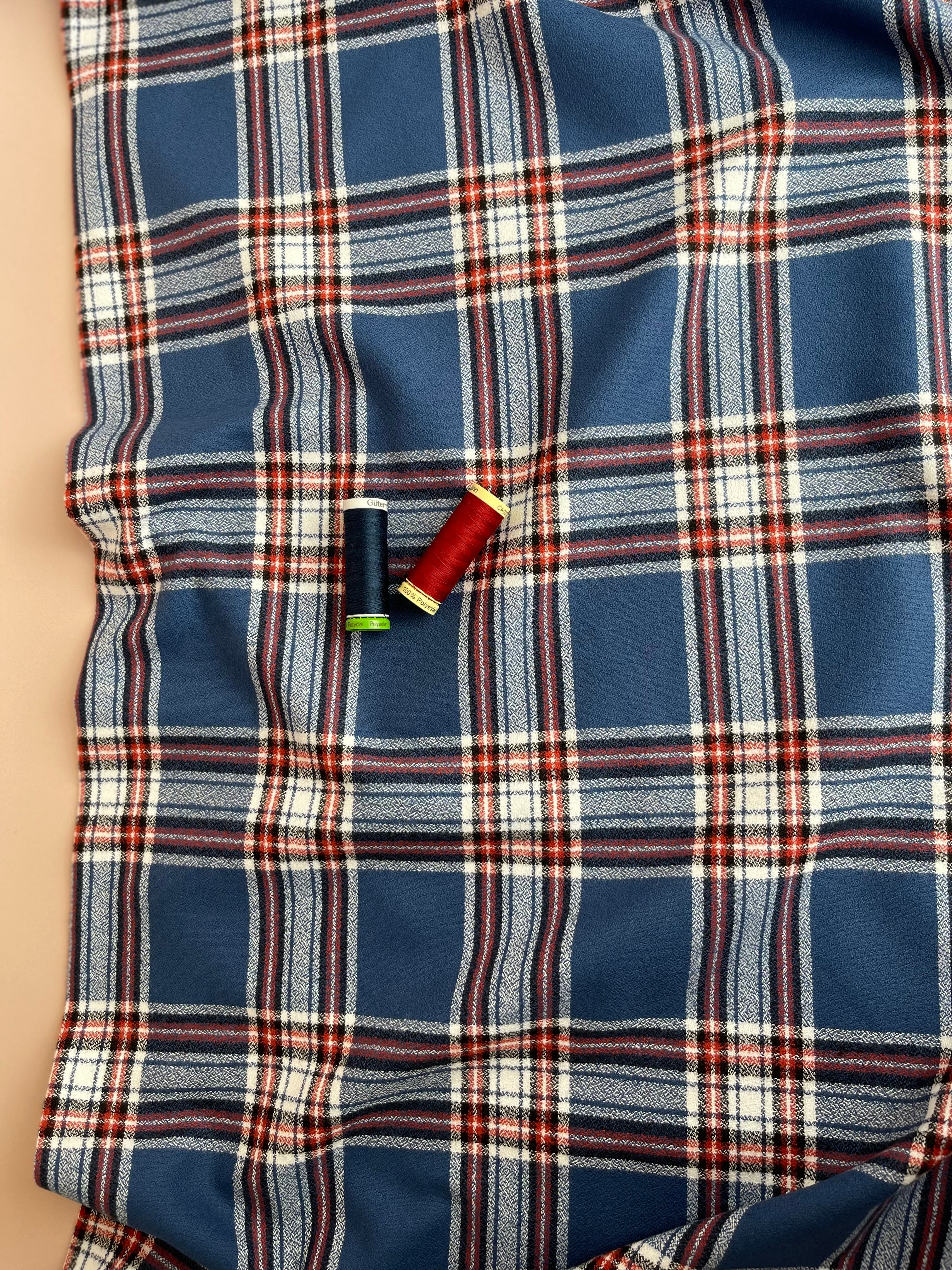 REMNANT 0.34 Metre - Americana 2 Blue Mammoth Cotton Flannel