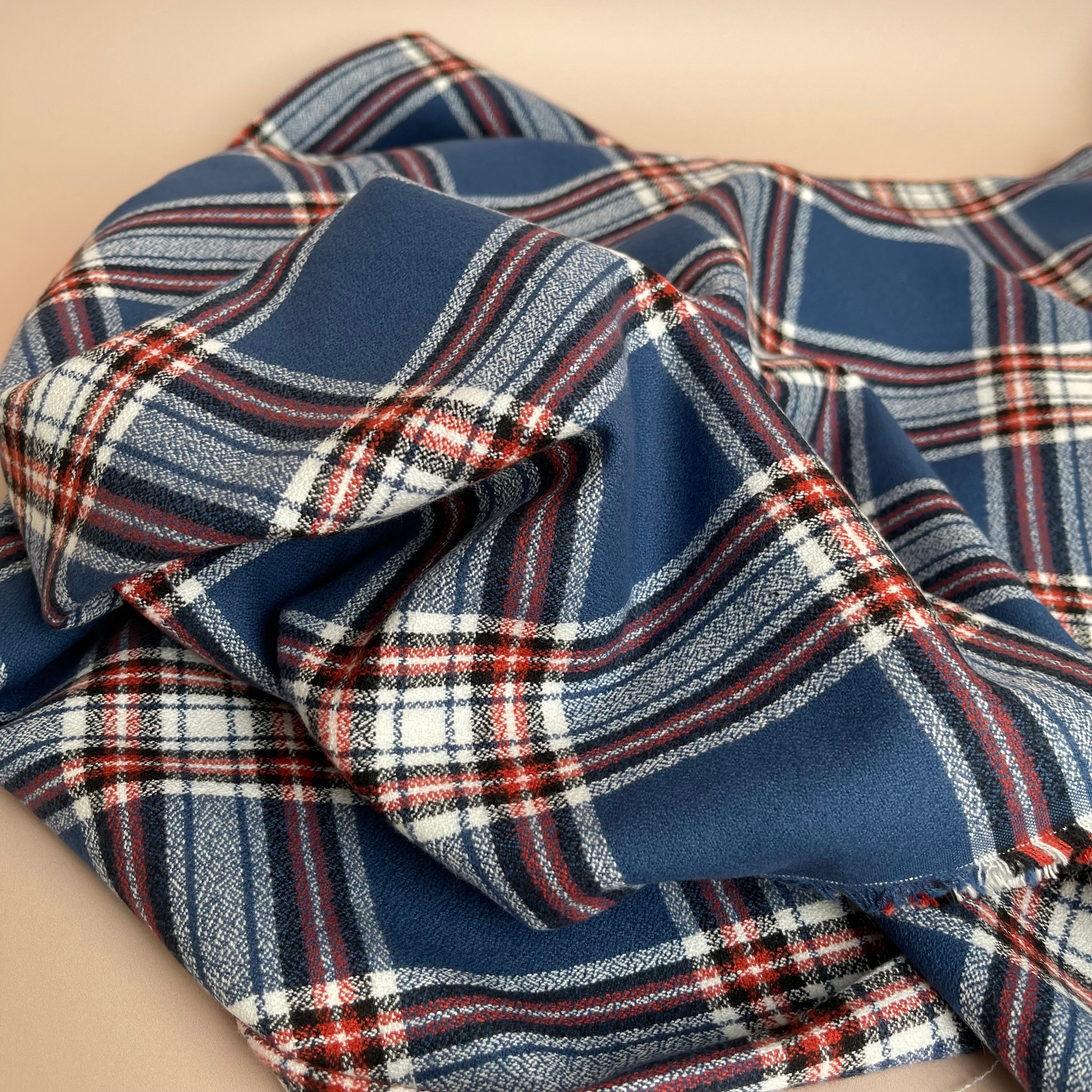 REMNANT 0.34 Metre - Americana 2 Blue Mammoth Cotton Flannel