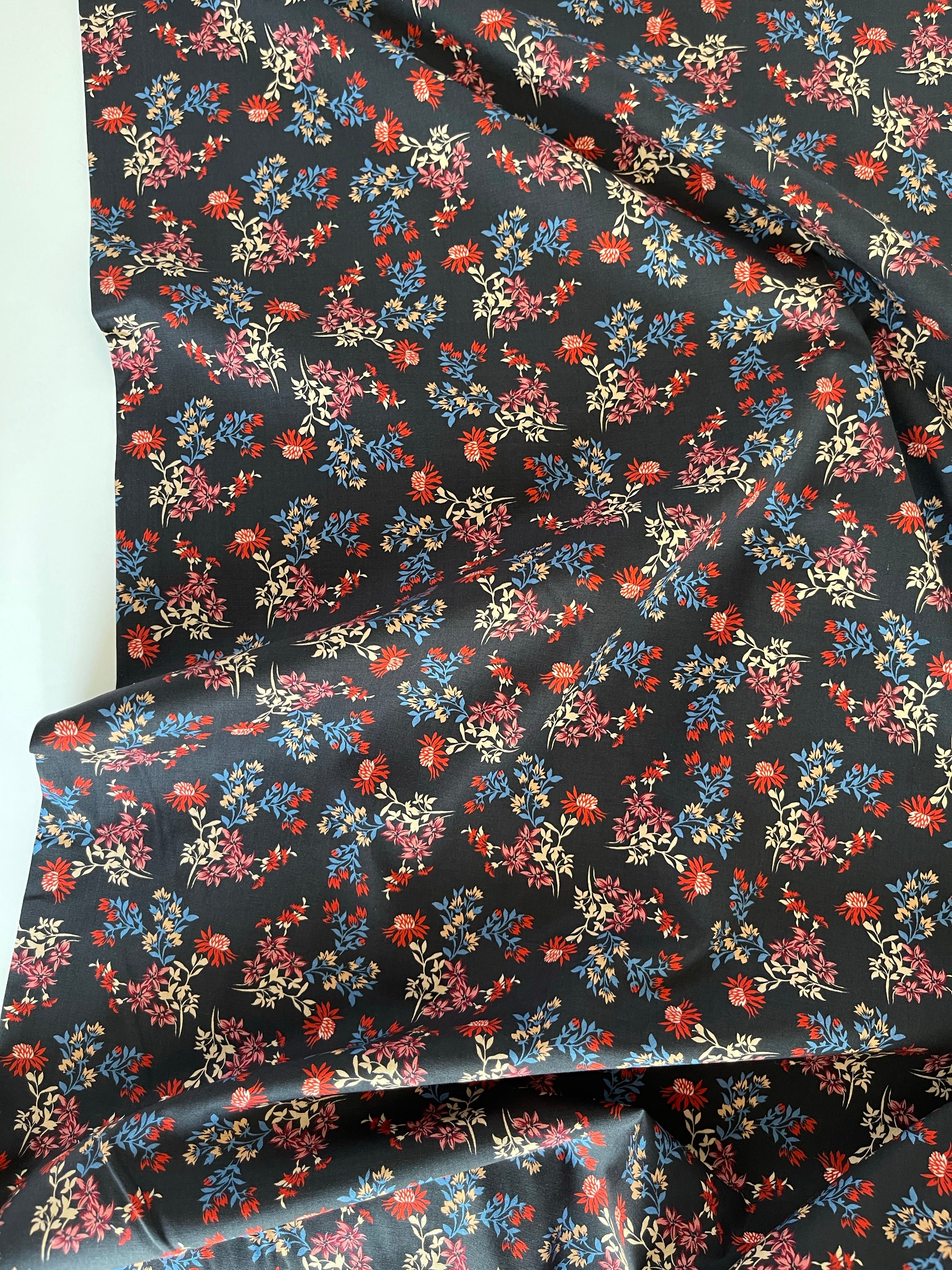 REMNANT 2.07 Metres - Atelier Jupe - Dried Flower Print Cotton-Stretch Fabric