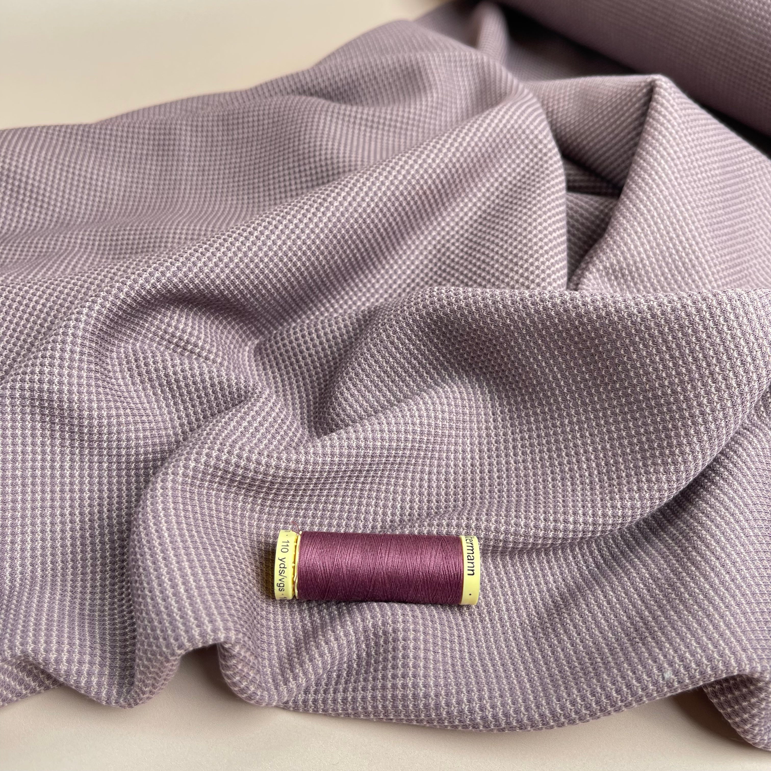 REMNANT 1 Metre - Knitted Cotton Waffle Fabric in Mauve