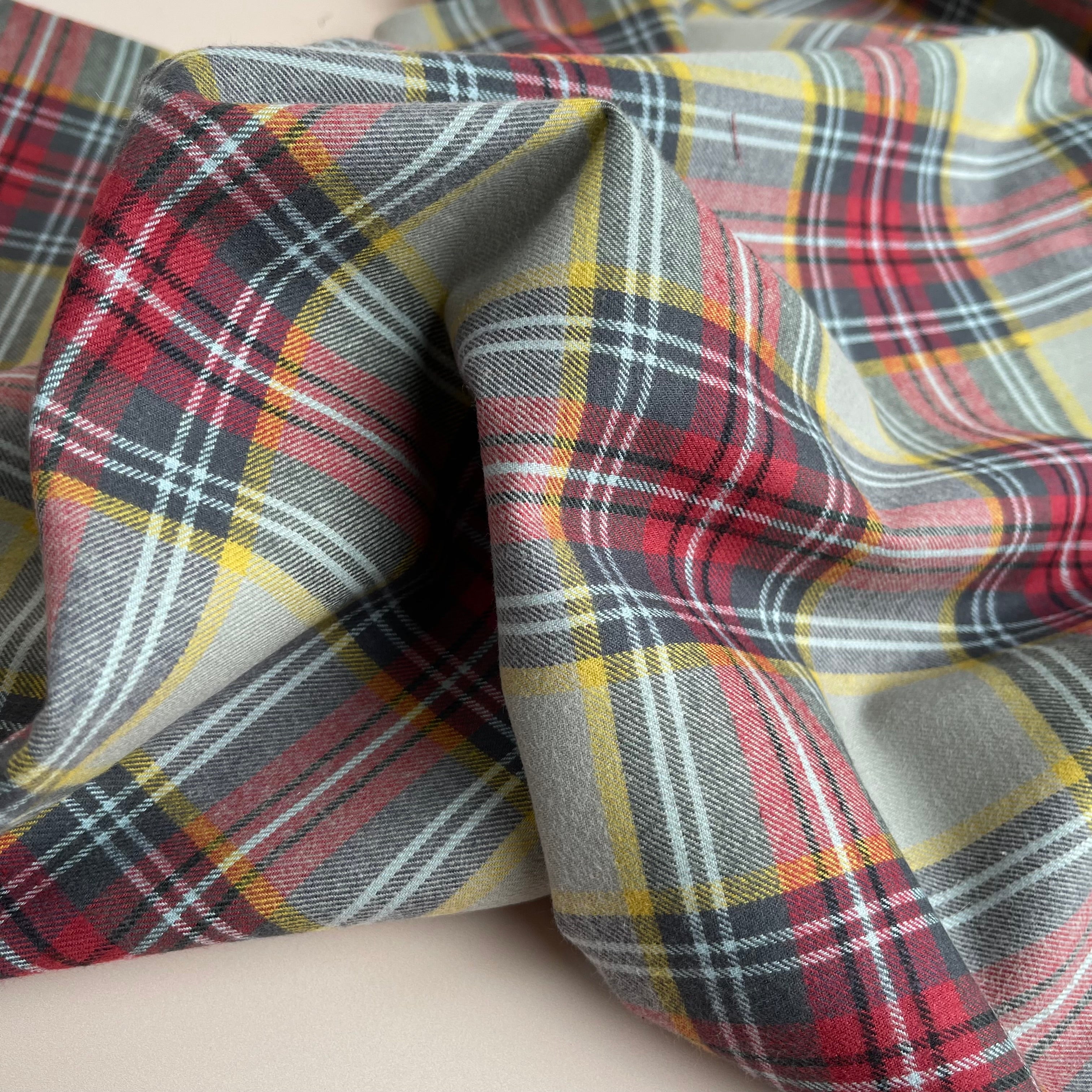 Highland Dust & Red Yarn Dyed Cotton Flannel