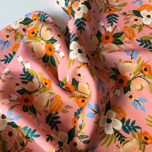 Rifle Paper Co - Birch Floral Coral Rayon Fabric from Amalfi