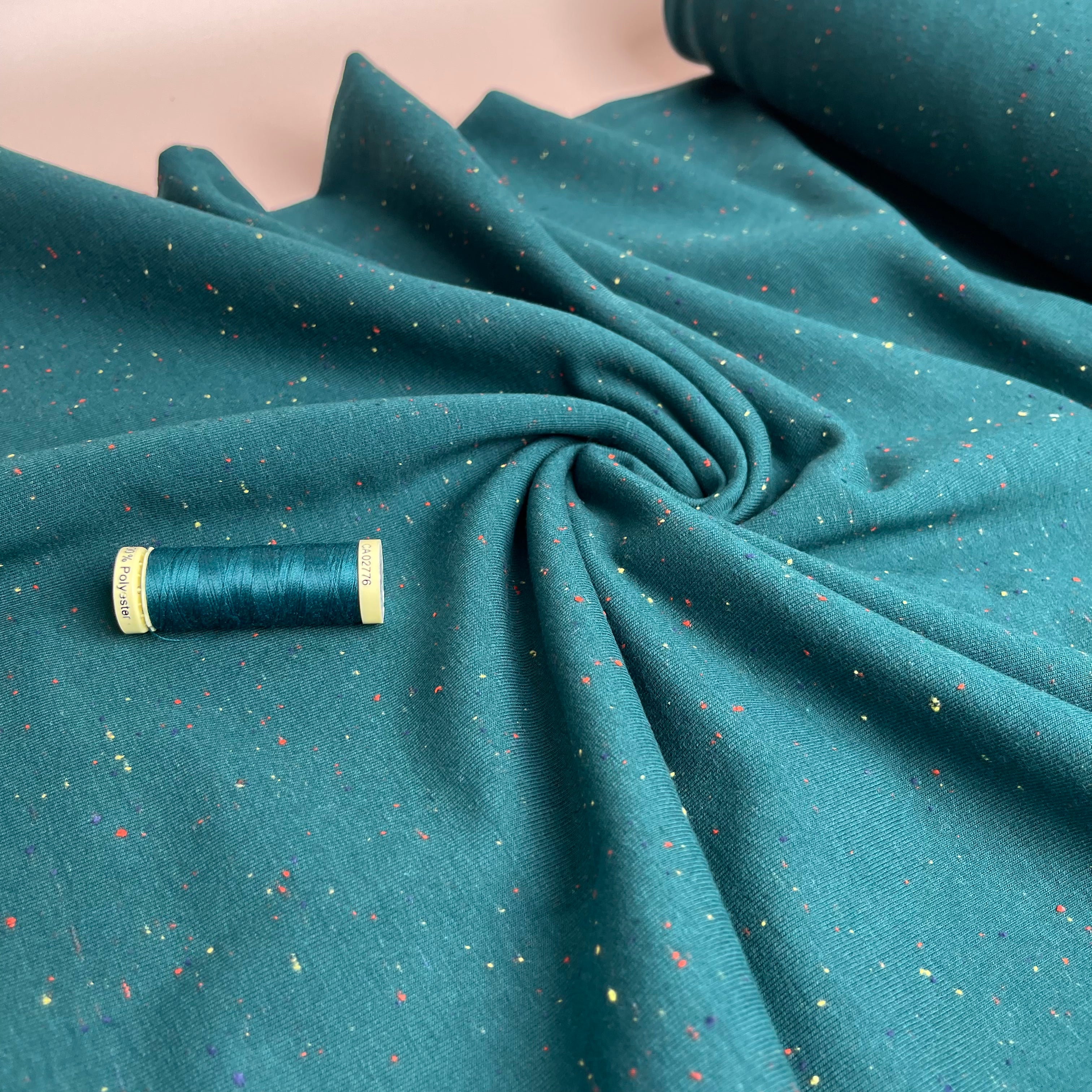 Cosy Colours in Deep Lagoon with multi Flecks Sweat-Shirting