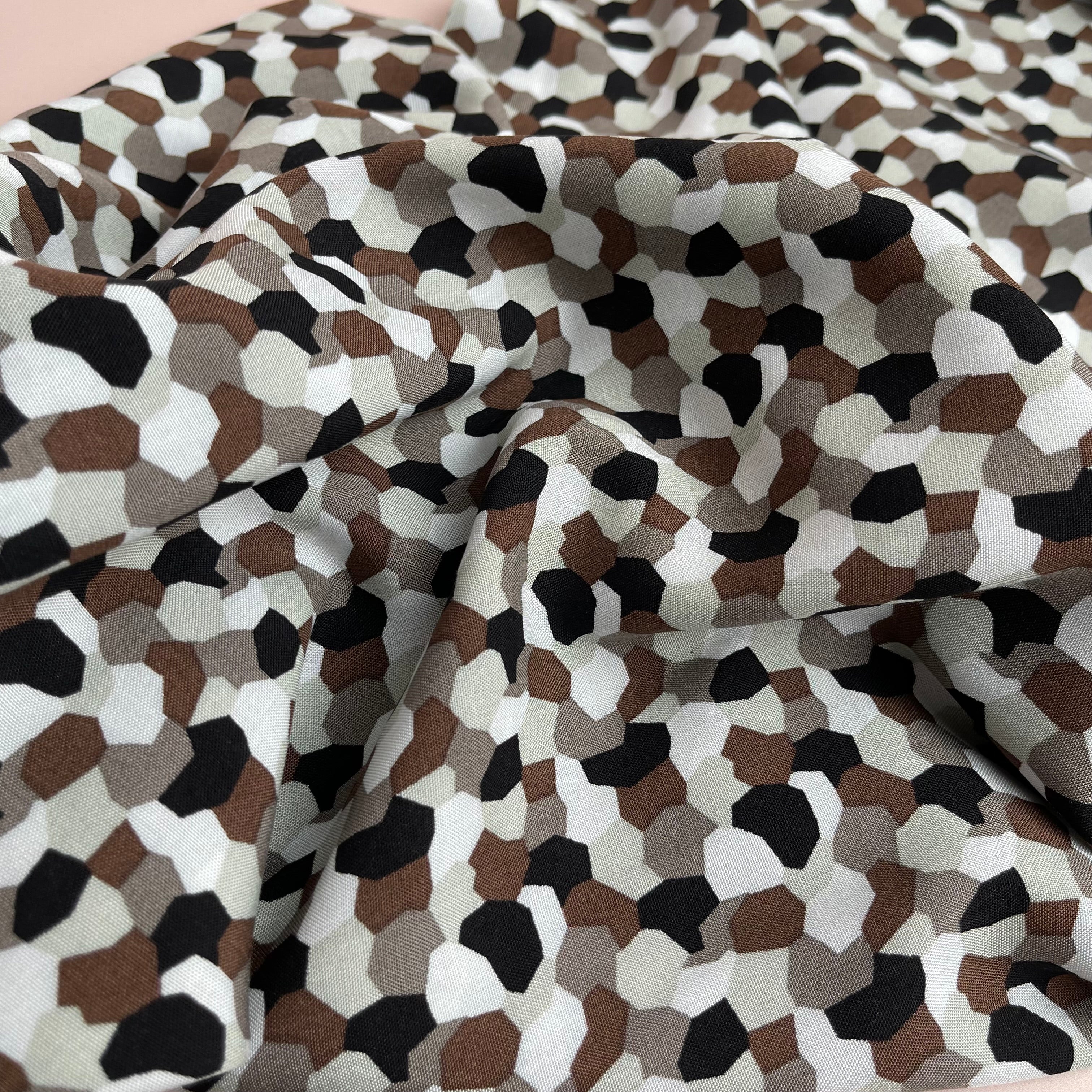 Pebbles Brown Viscose Chally Fabric