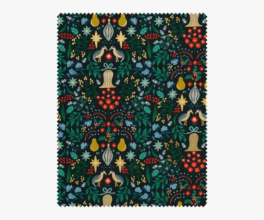 REMNANT 1.84 Metres - Rifle Paper Co - Partridge Evergreen Metallic Cotton Fabric