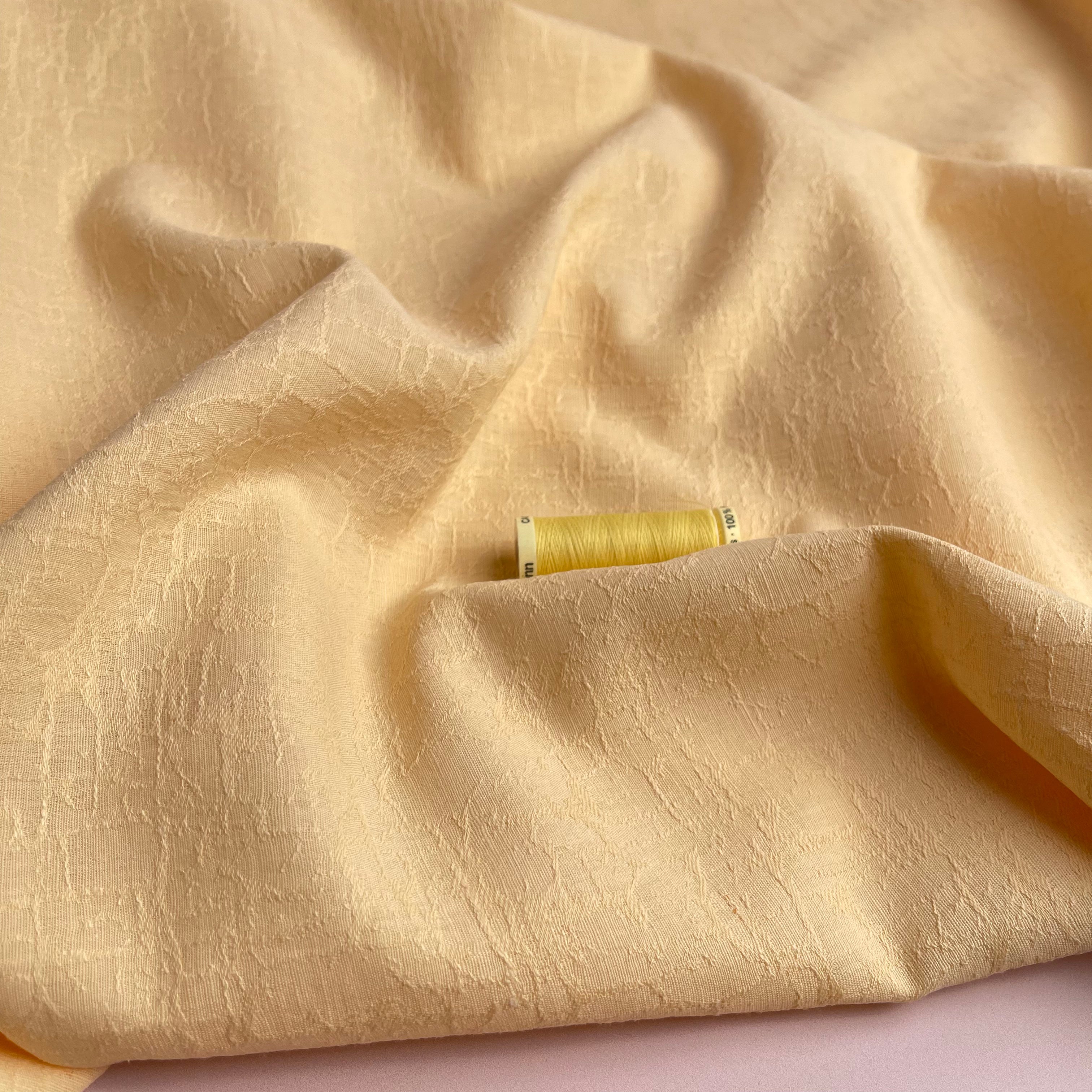 REMNANT 0.35 metre + free small section with fault - Fibre Mood Cotton Linen Bark Jacquard in Yellow