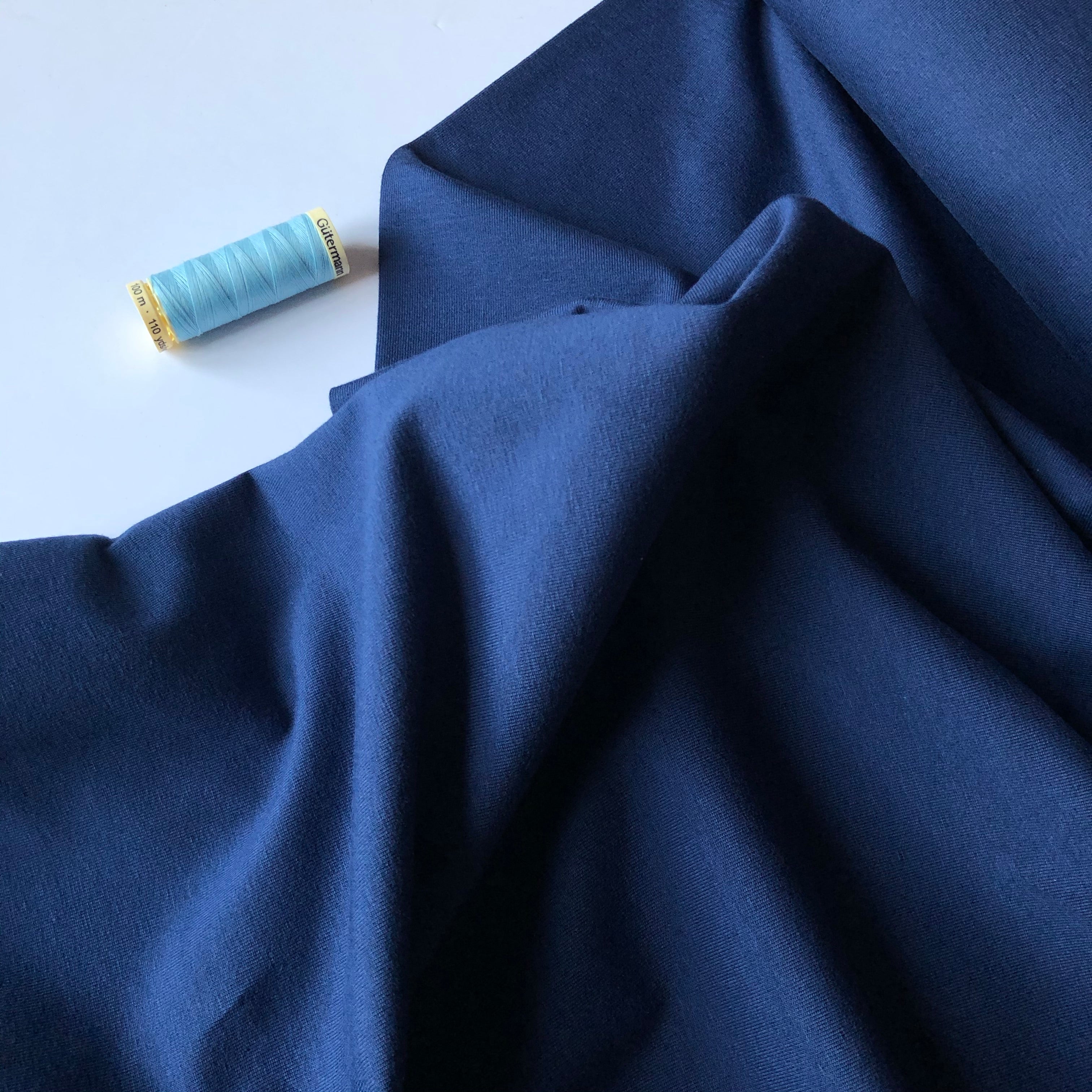 Essential Chic Navy Blue Plain Cotton Jersey Fabric