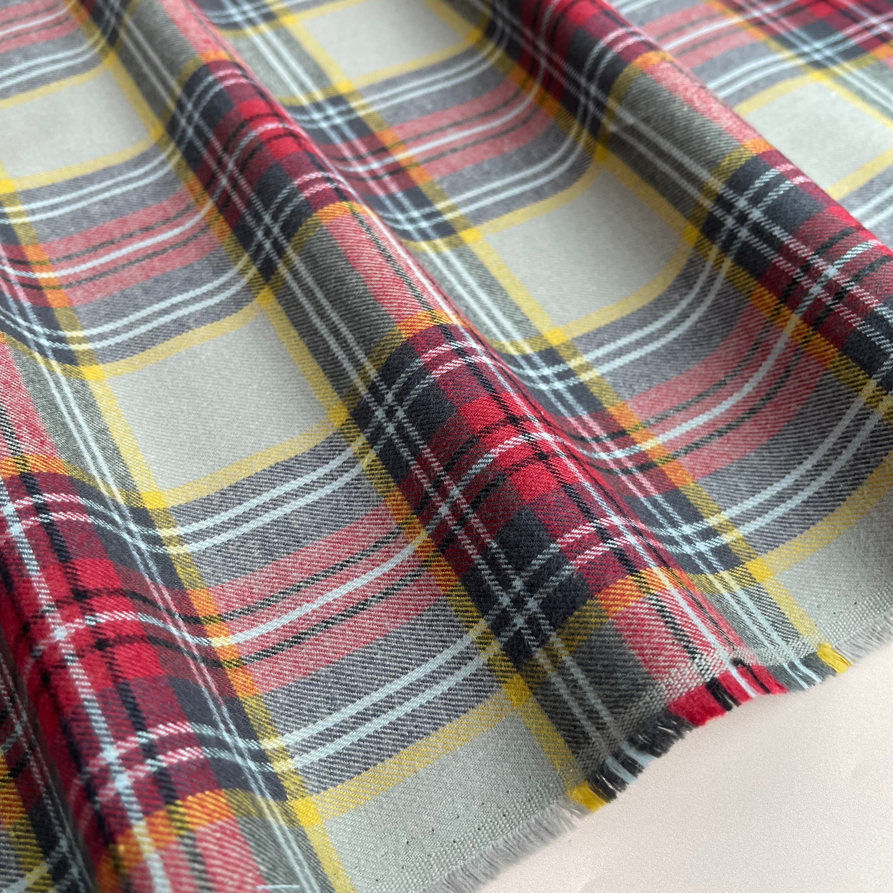 Highland Dust & Red Yarn Dyed Cotton Flannel