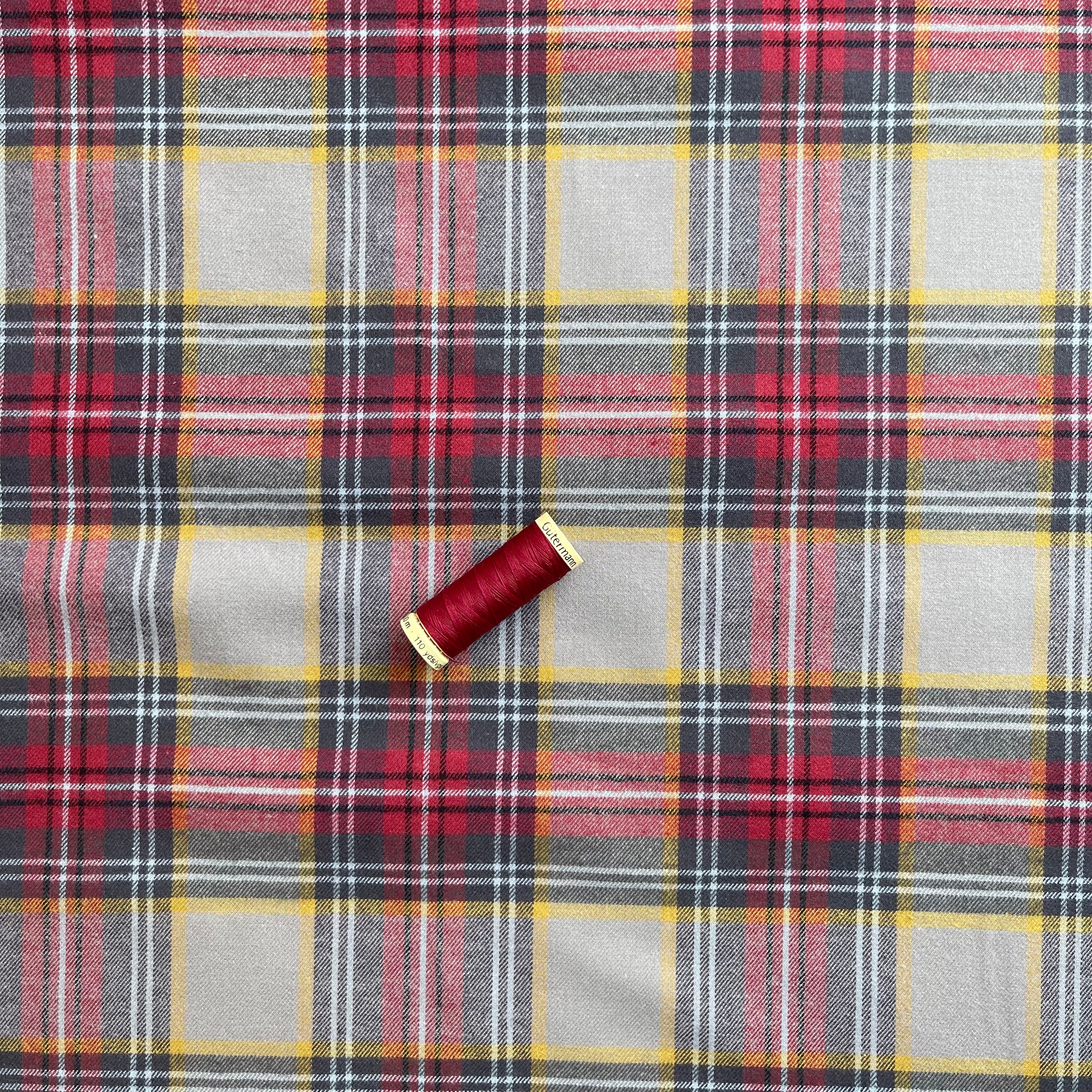 Highland Dust & Red Yarn Dyed Cotton Flannel