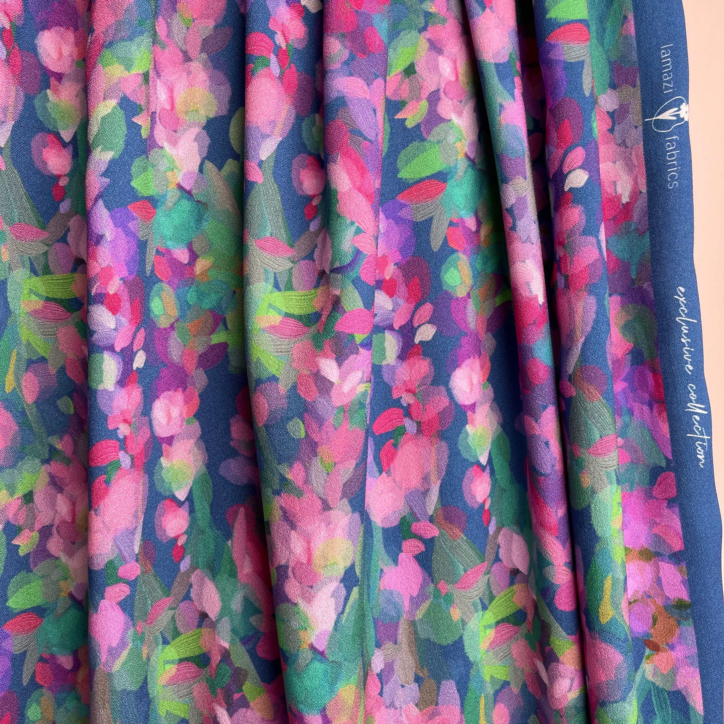 Summer Party - Lupine Petals Blue Morracain Soft Viscose Crepe (more due soon)