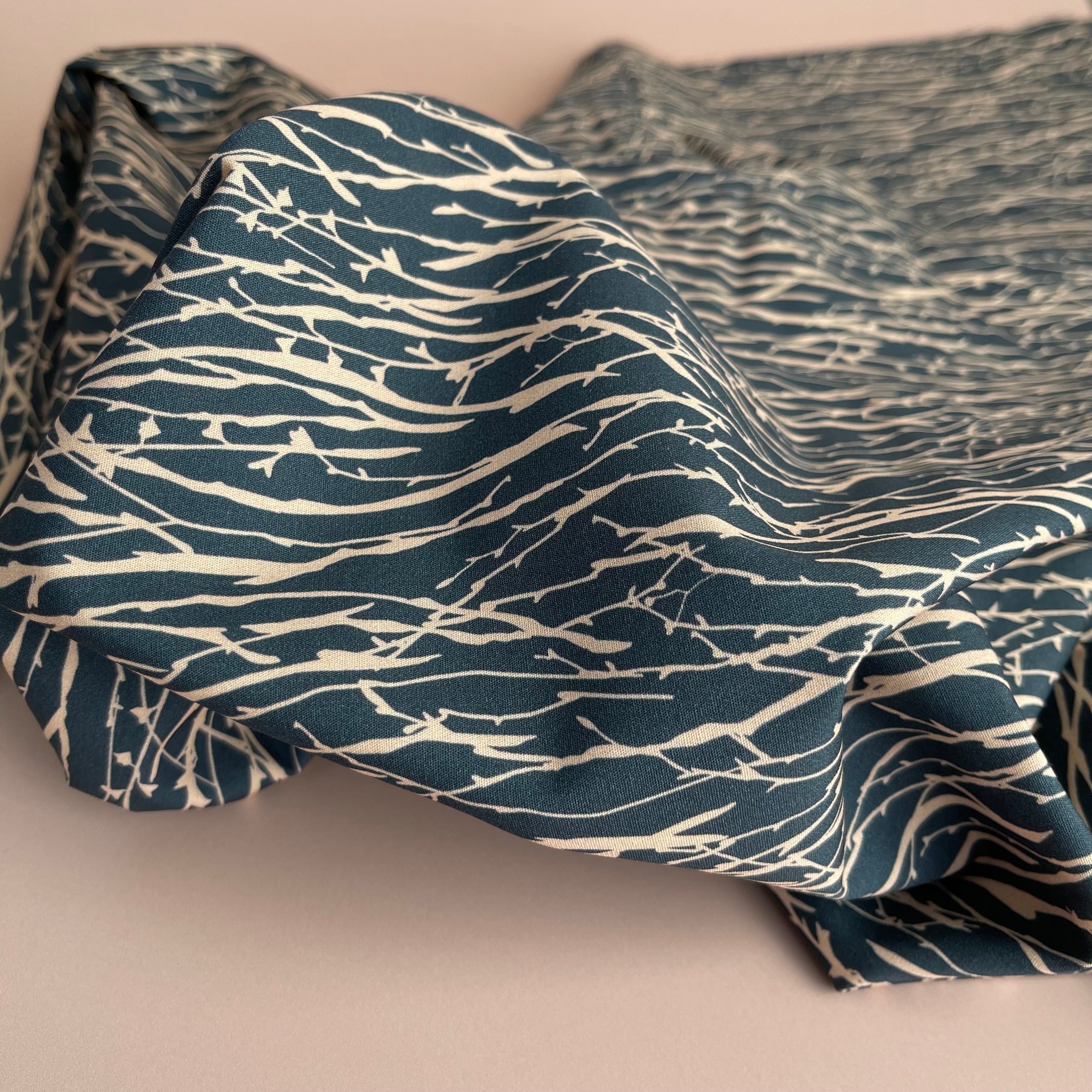 REMNANT 0.79 Metre - Woodland Notions Branches Grey Cotton Poplin Fabric