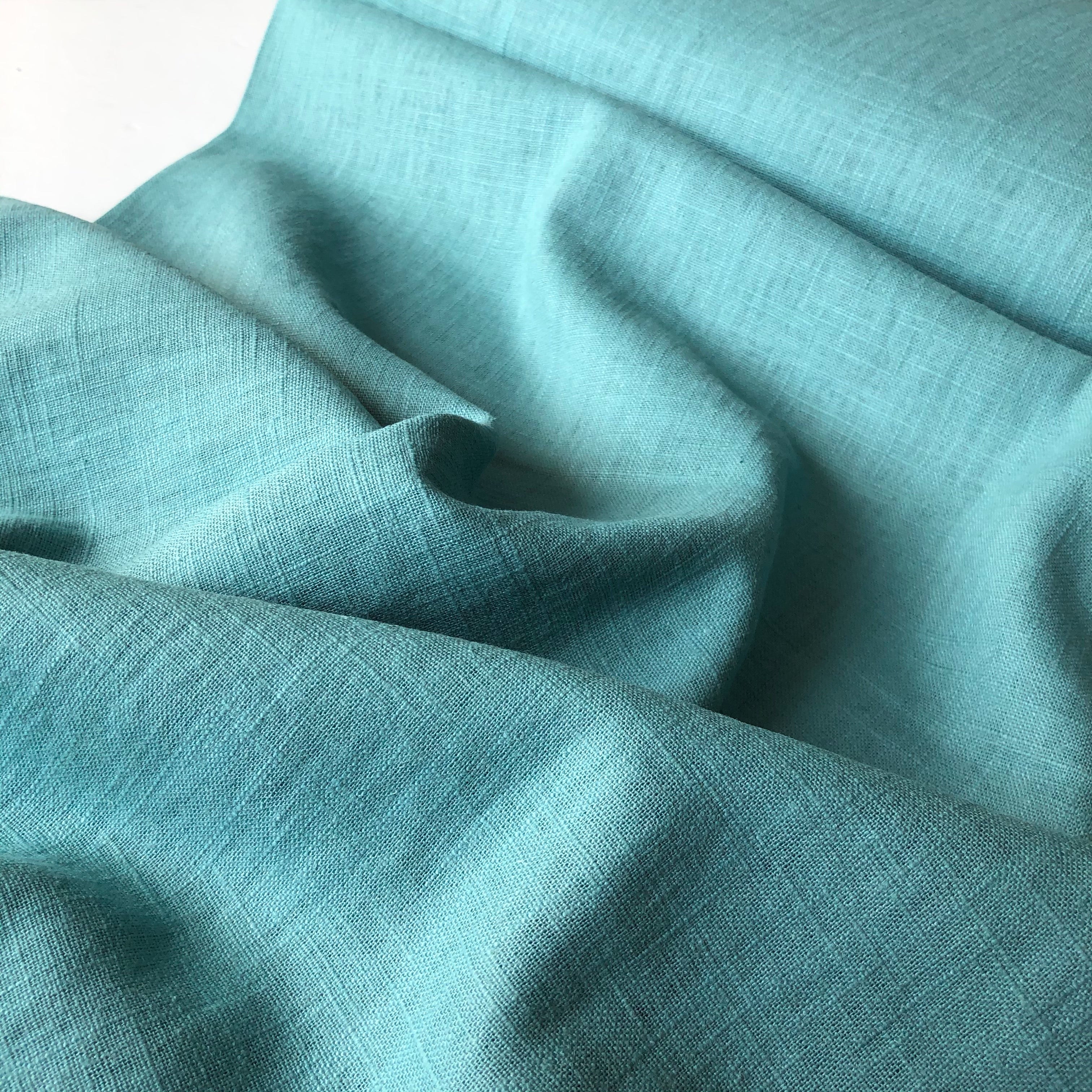 Breeze Light Teal - Enzyme Washed Linen Cotton Fabric