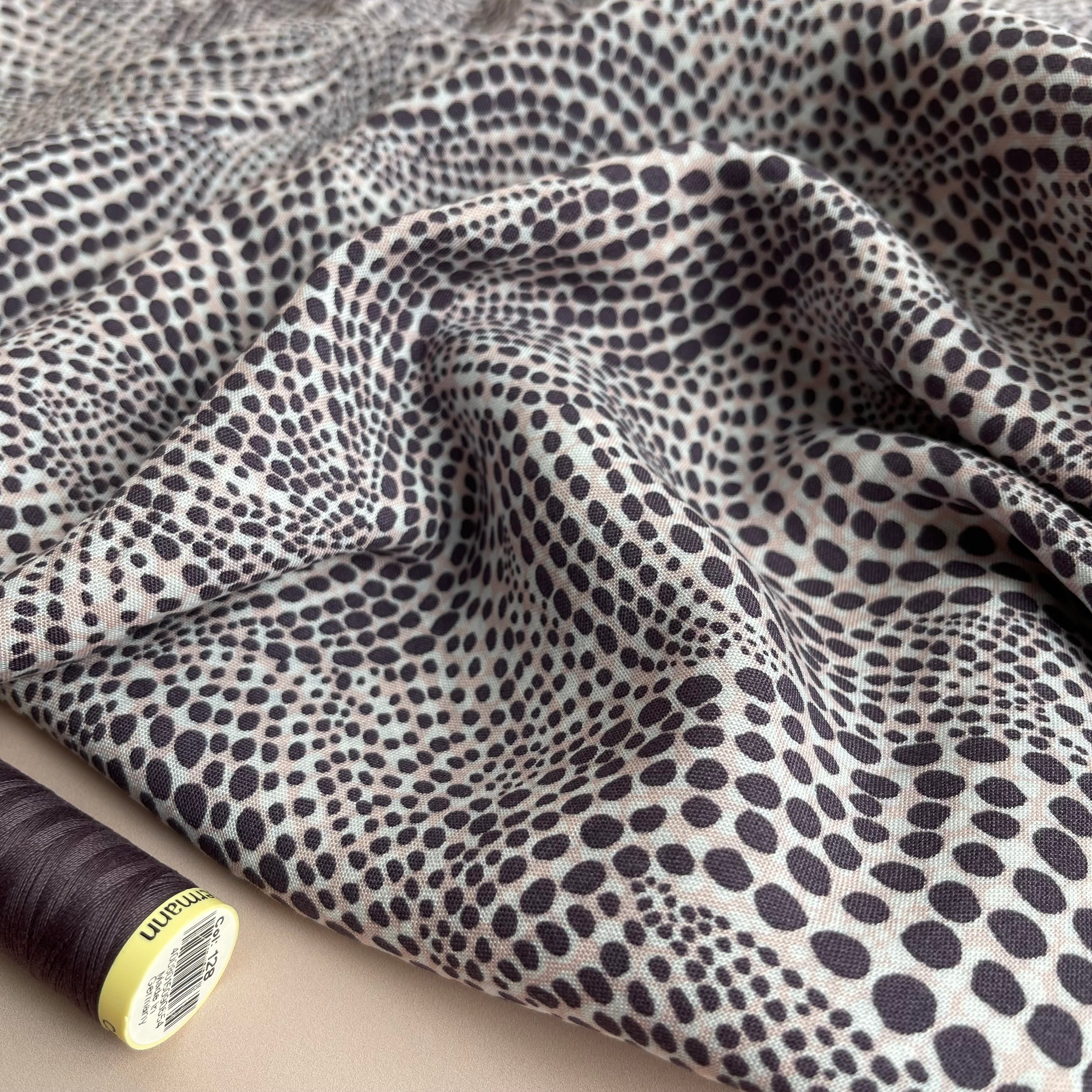 Pearls Mauve Viscose Chally Fabric