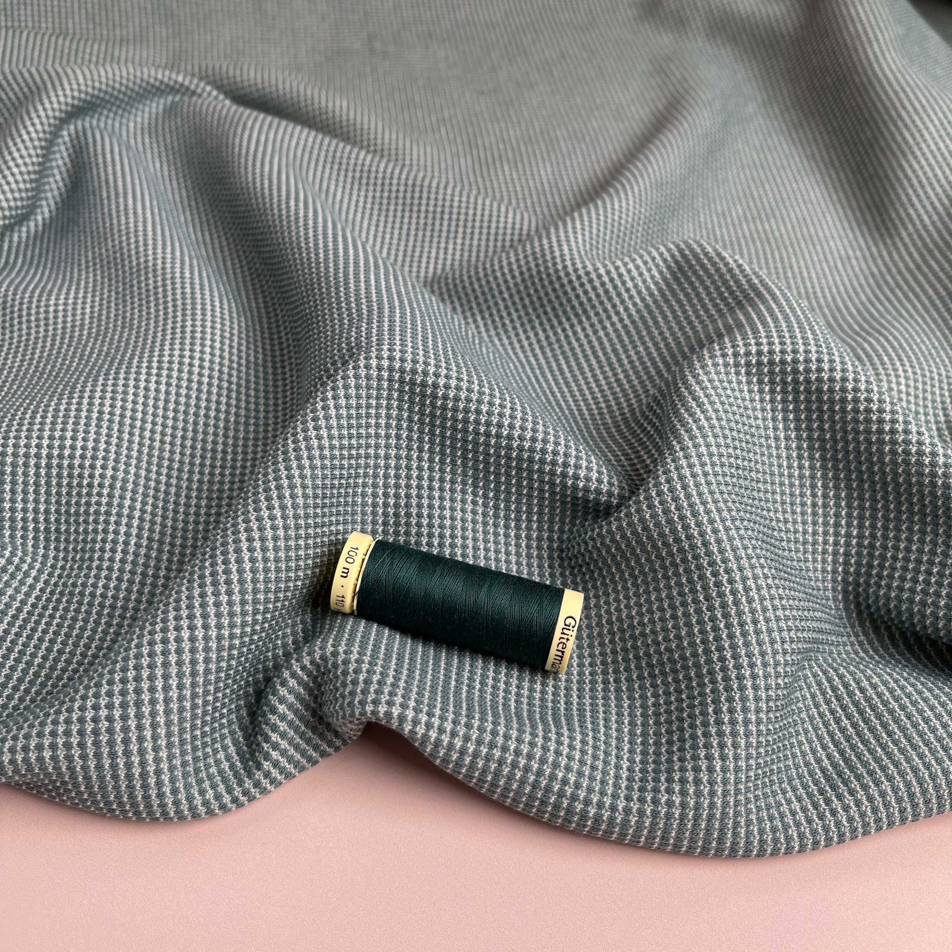 REMNANT 2.37 Metres - Knitted Cotton Waffle Fabric in Green