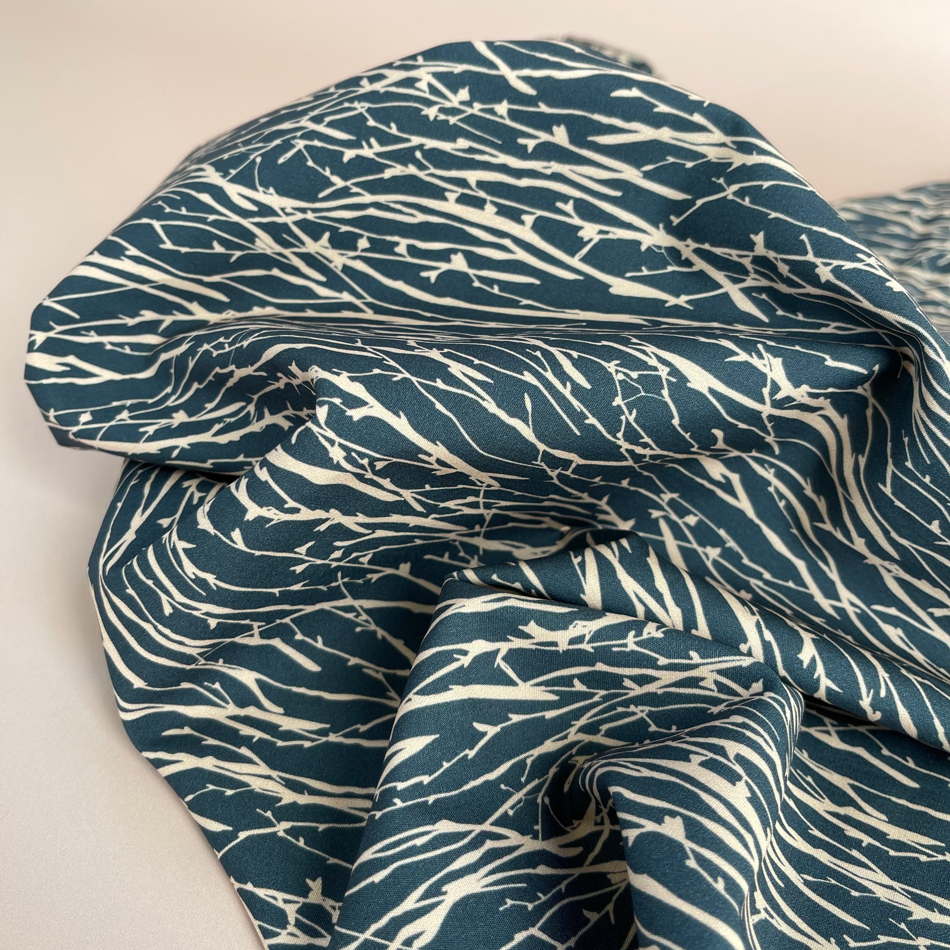 REMNANT 0.79 Metre - Woodland Notions Branches Grey Cotton Poplin Fabric