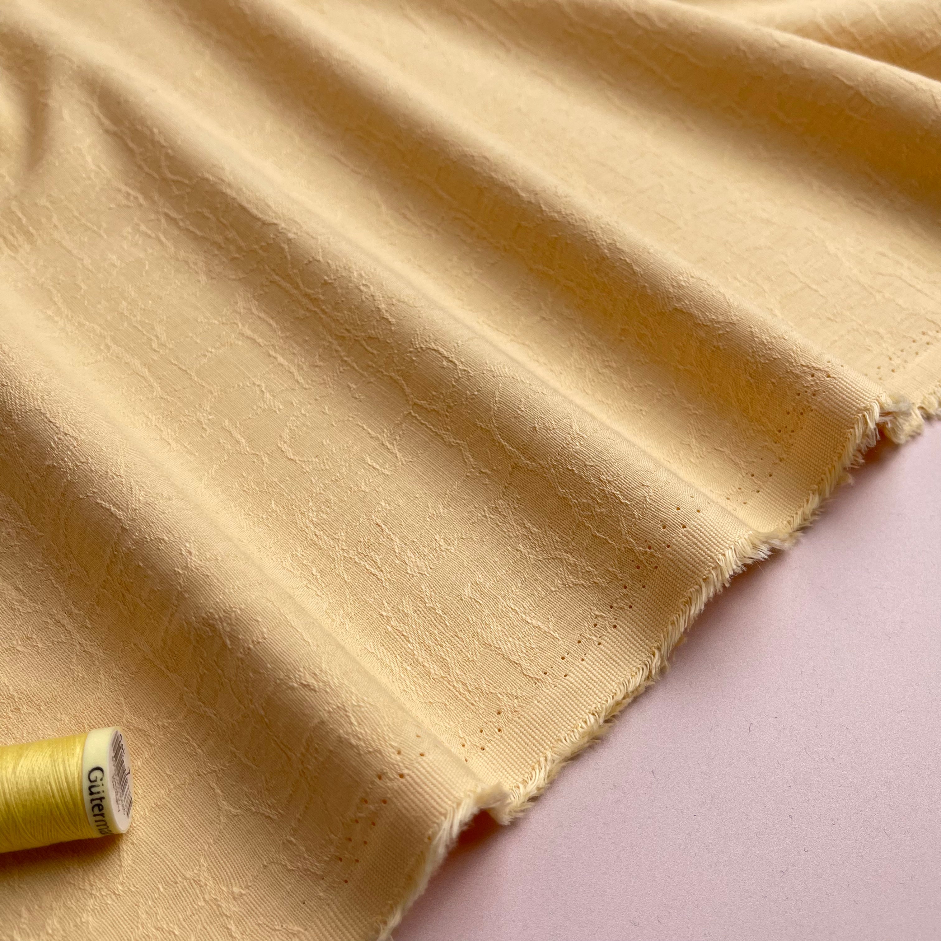 REMNANT 0.35 metre + free small section with fault - Fibre Mood Cotton Linen Bark Jacquard in Yellow