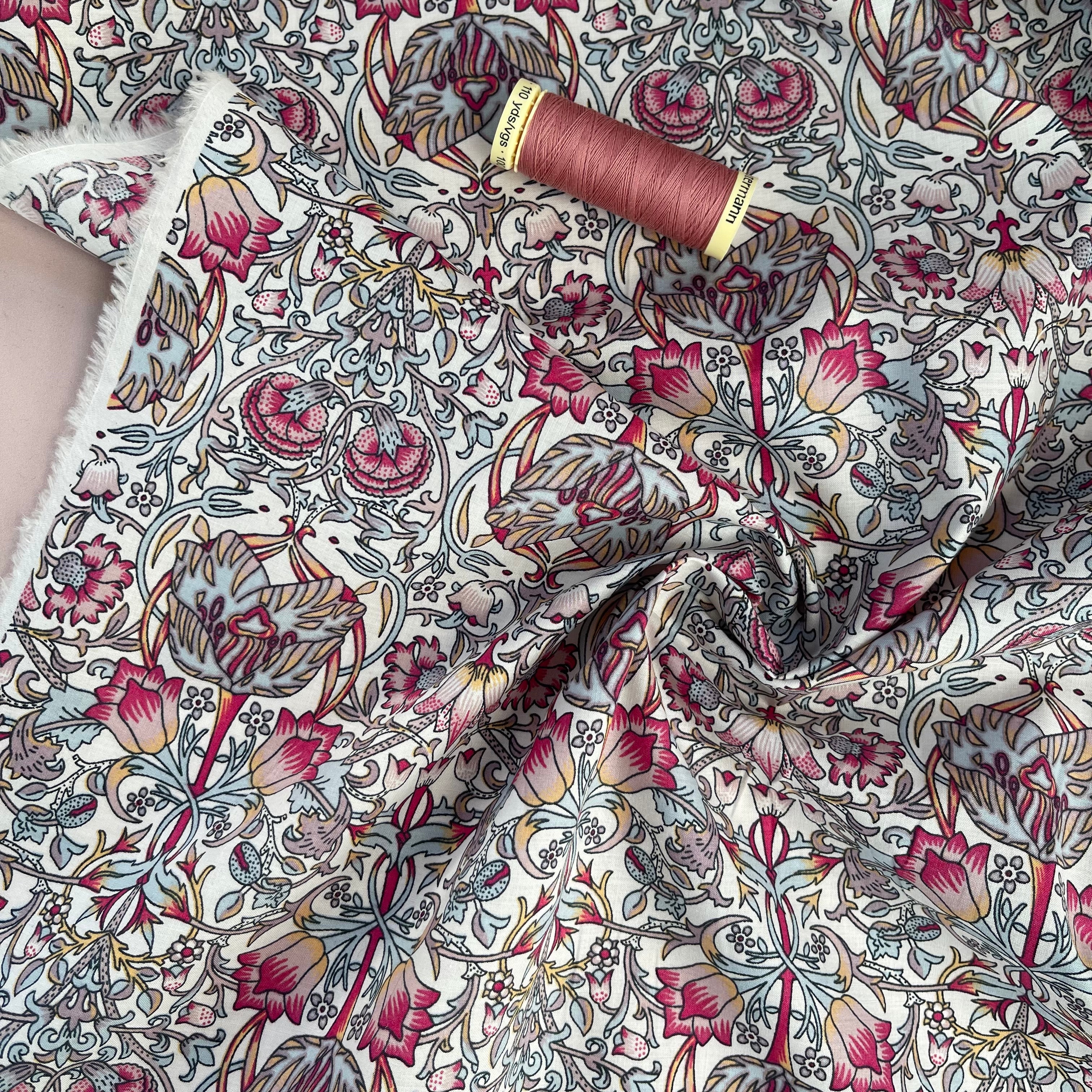 Morris Pink Cotton Lawn Fabric