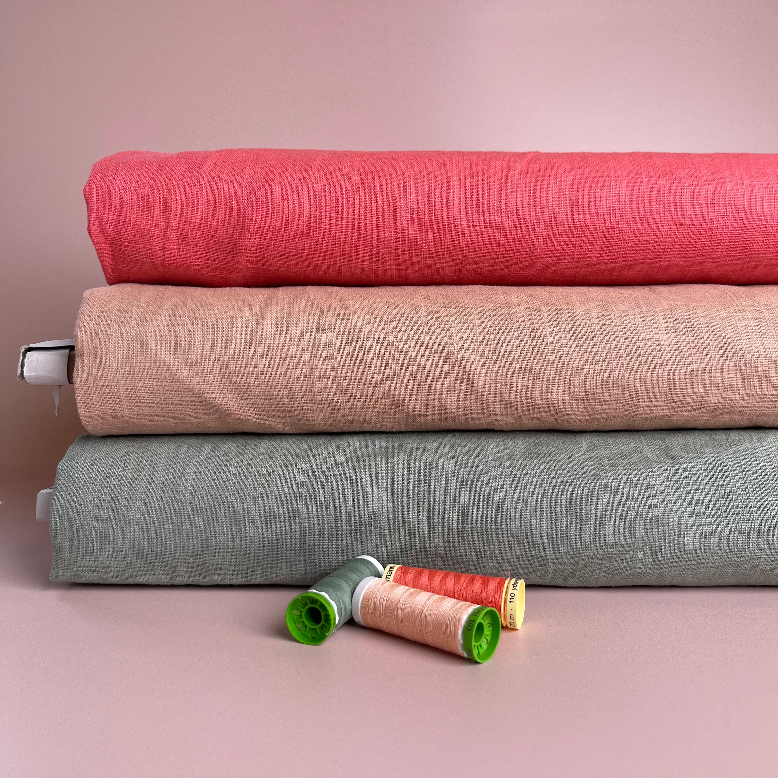 Breeze Cream Tan - Enzyme Washed Pure Linen Fabric