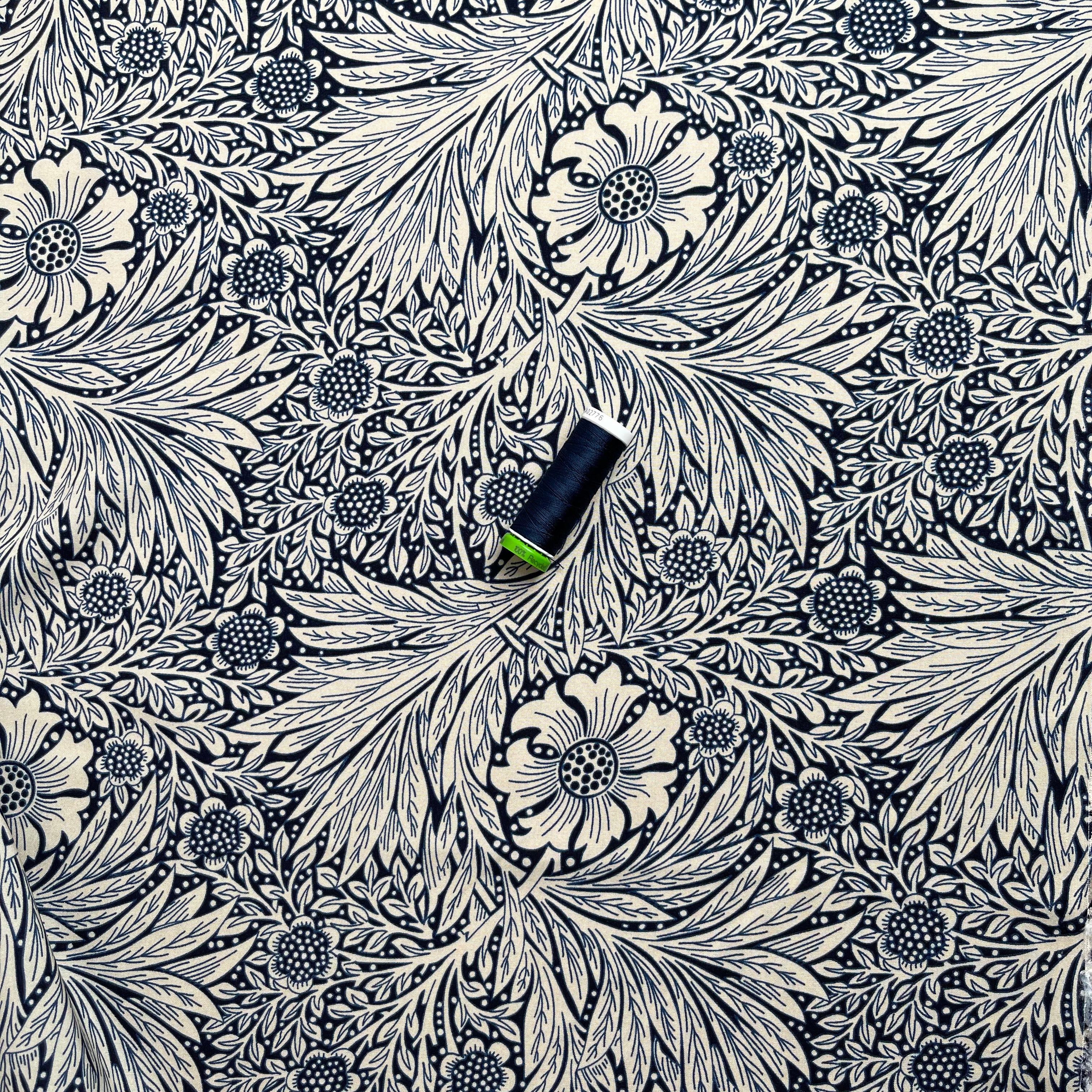 Victoria Navy Blue Viscose Fabric
