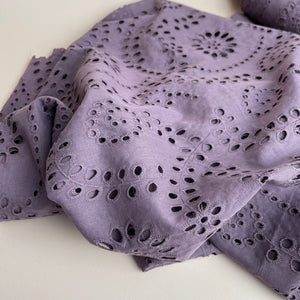 Mauve Cotton Broderie Anglaise Fabric