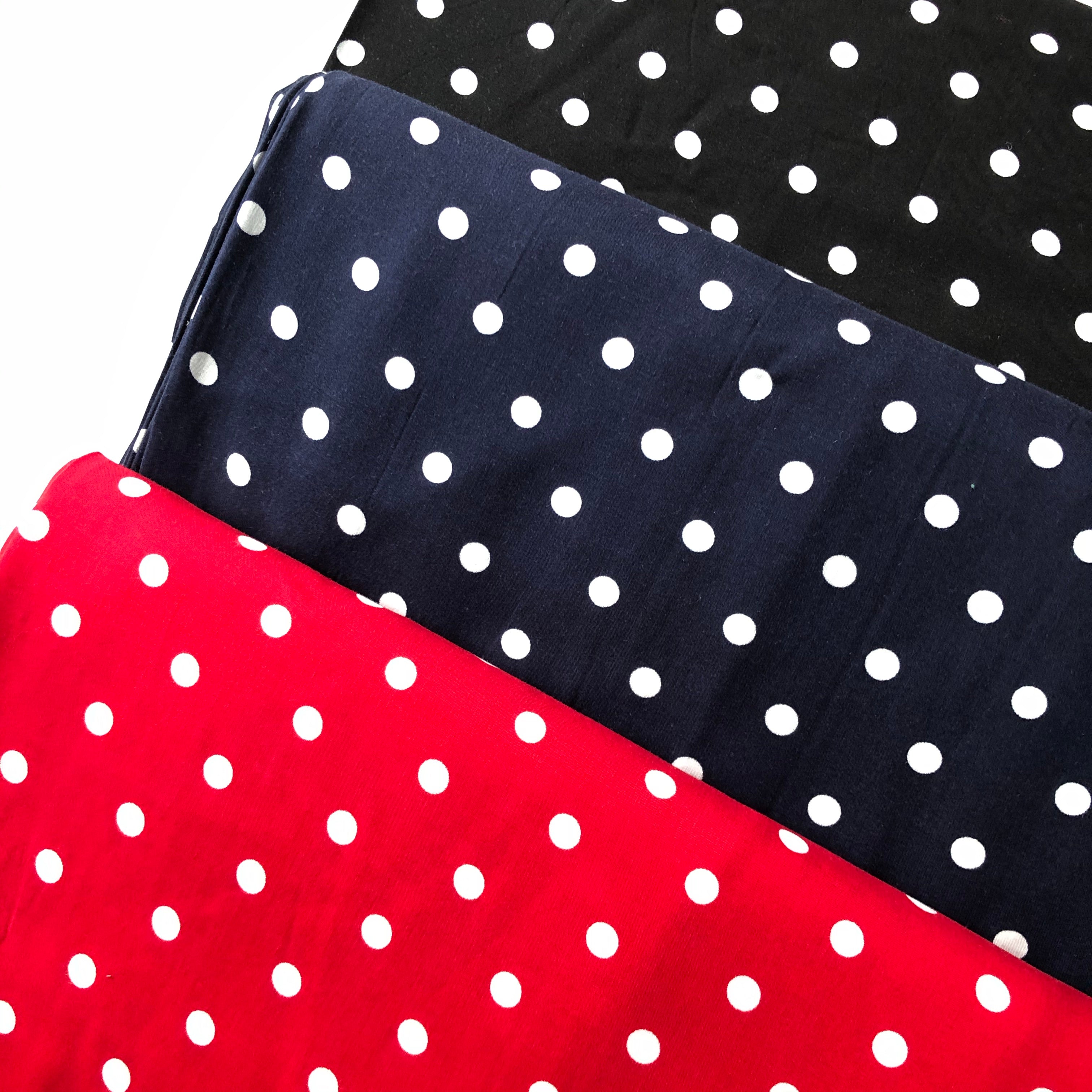 PRE-ORDER Classic Polka Dot Red Viscose Dress Fabric