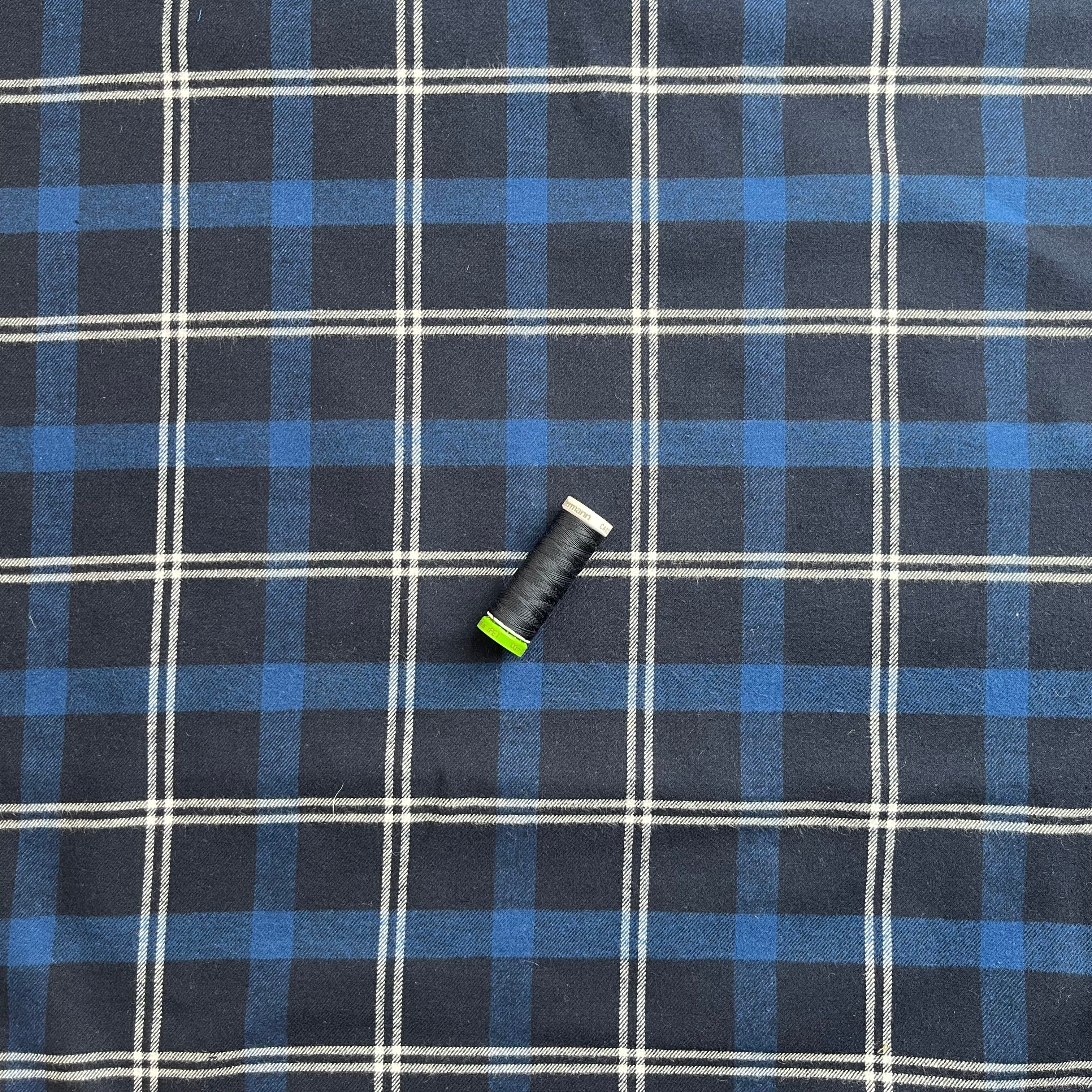 REMNANT 1.05 Metres - Highland Navy with Blue Yarn Dyed Cotton Flannel