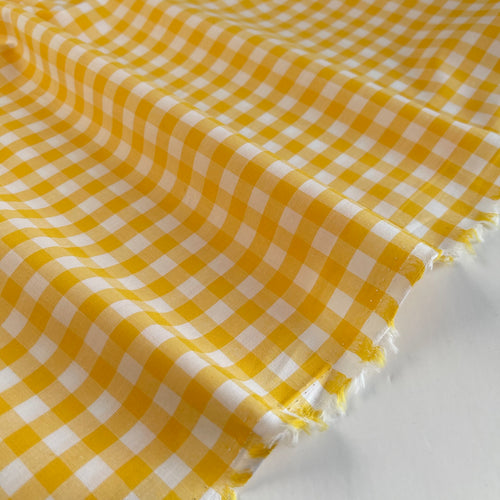 REMNANT 0.58 metre - Yarn Dyed Yellow - Cotton Gingham Fabric