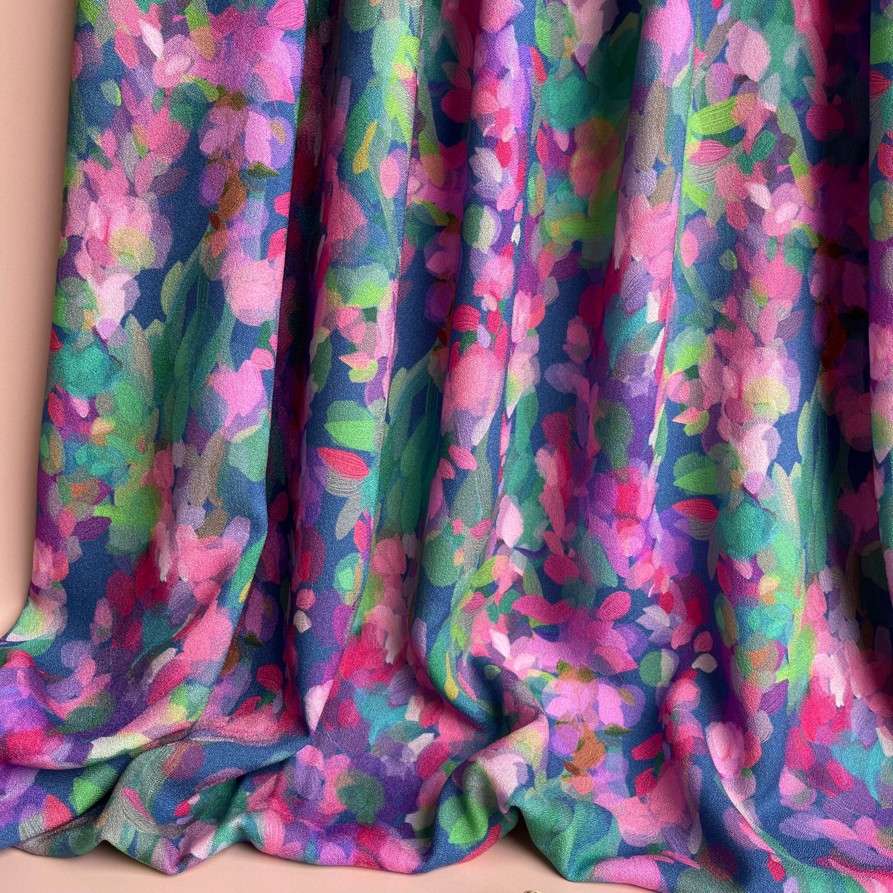 Summer Party - Lupine Petals Blue Morracain Soft Viscose Crepe (more due soon)