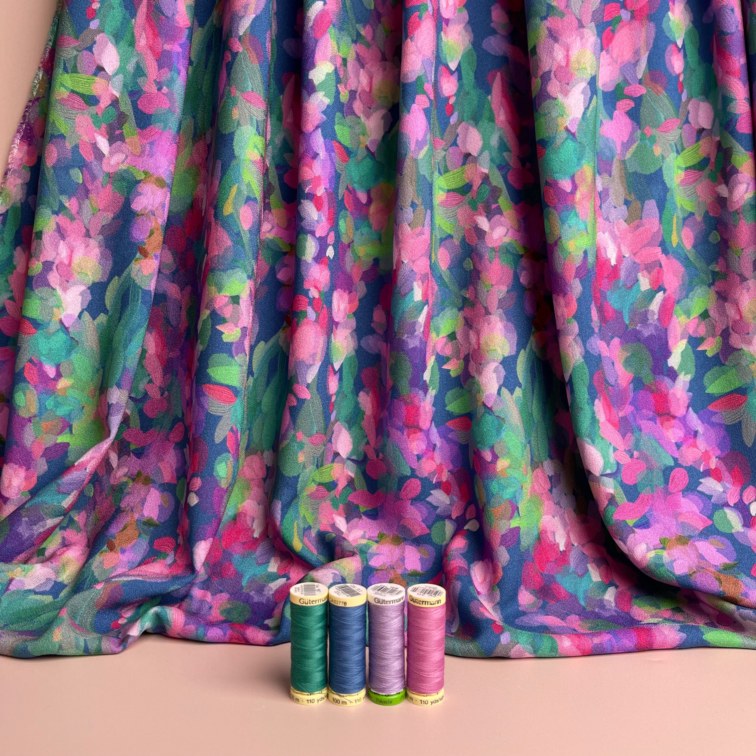 Summer Party - Lupine Petals Blue Morracain Soft Viscose Crepe (more due soon)