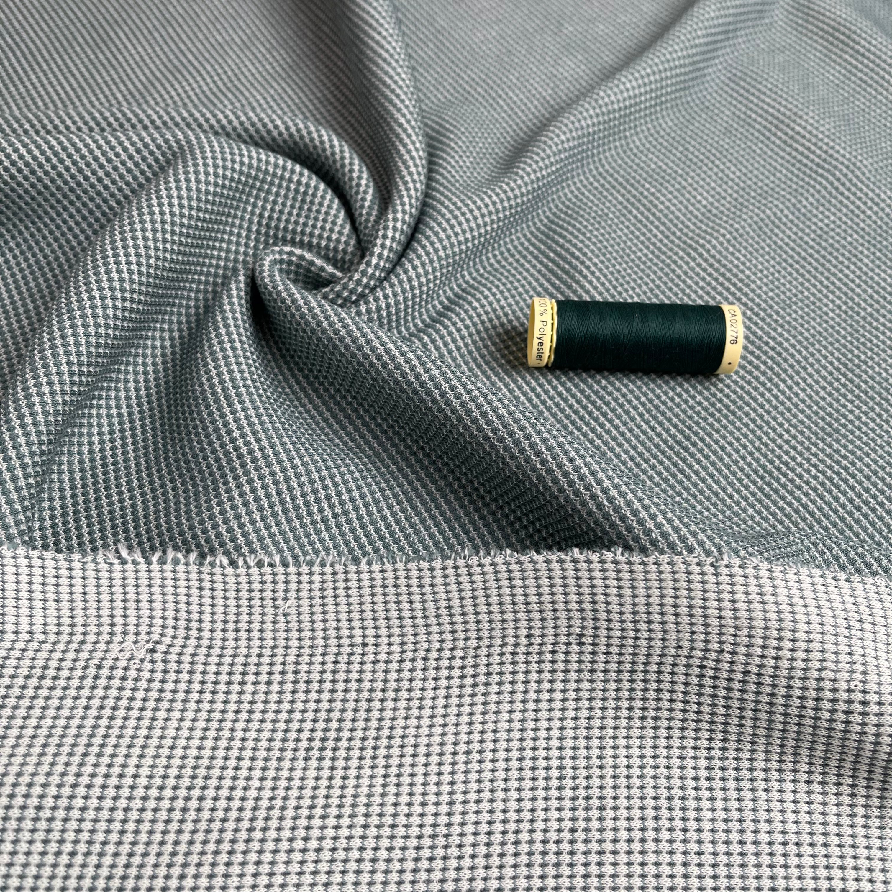REMNANT 2.37 Metres - Knitted Cotton Waffle Fabric in Green
