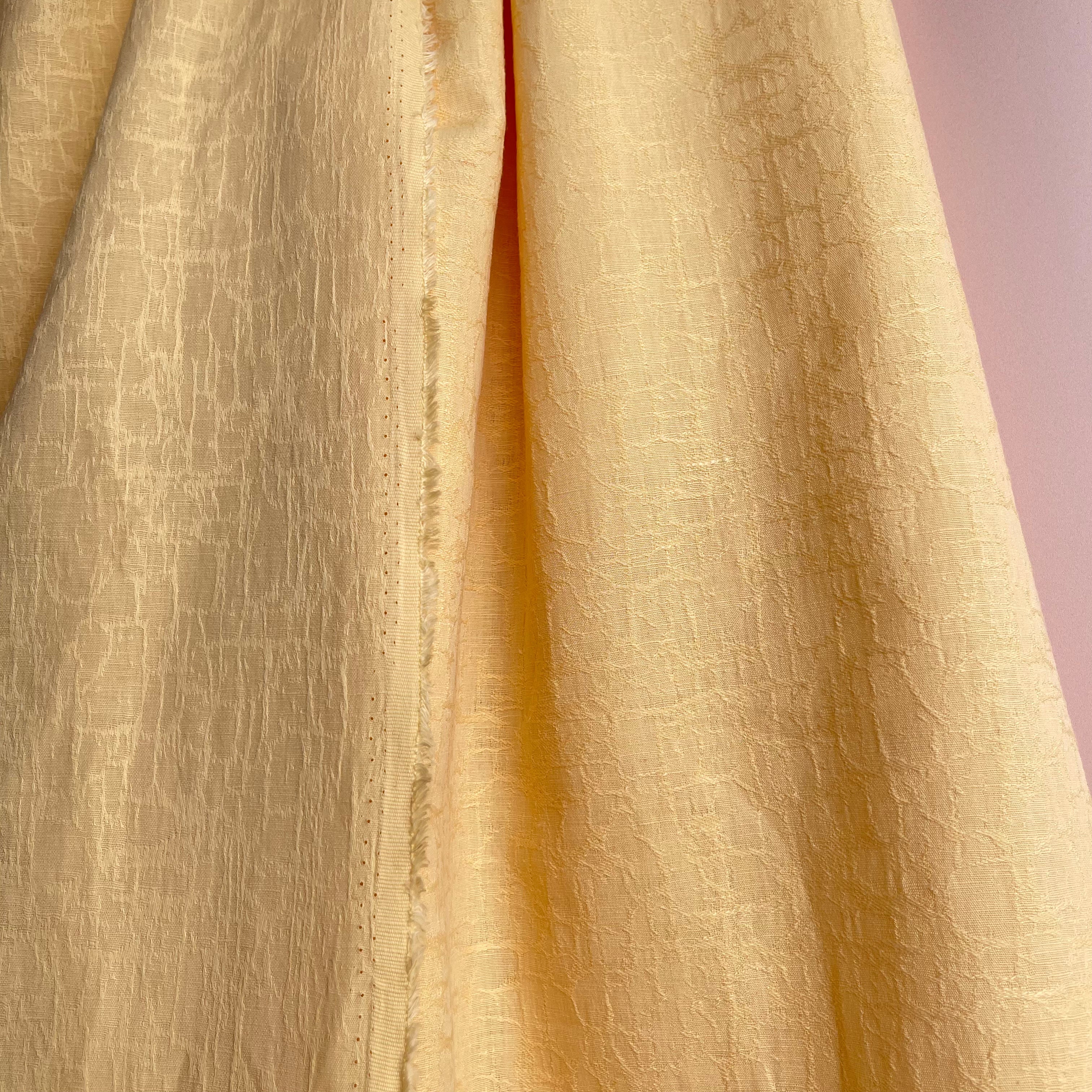 REMNANT 0.35 metre + free small section with fault - Fibre Mood Cotton Linen Bark Jacquard in Yellow
