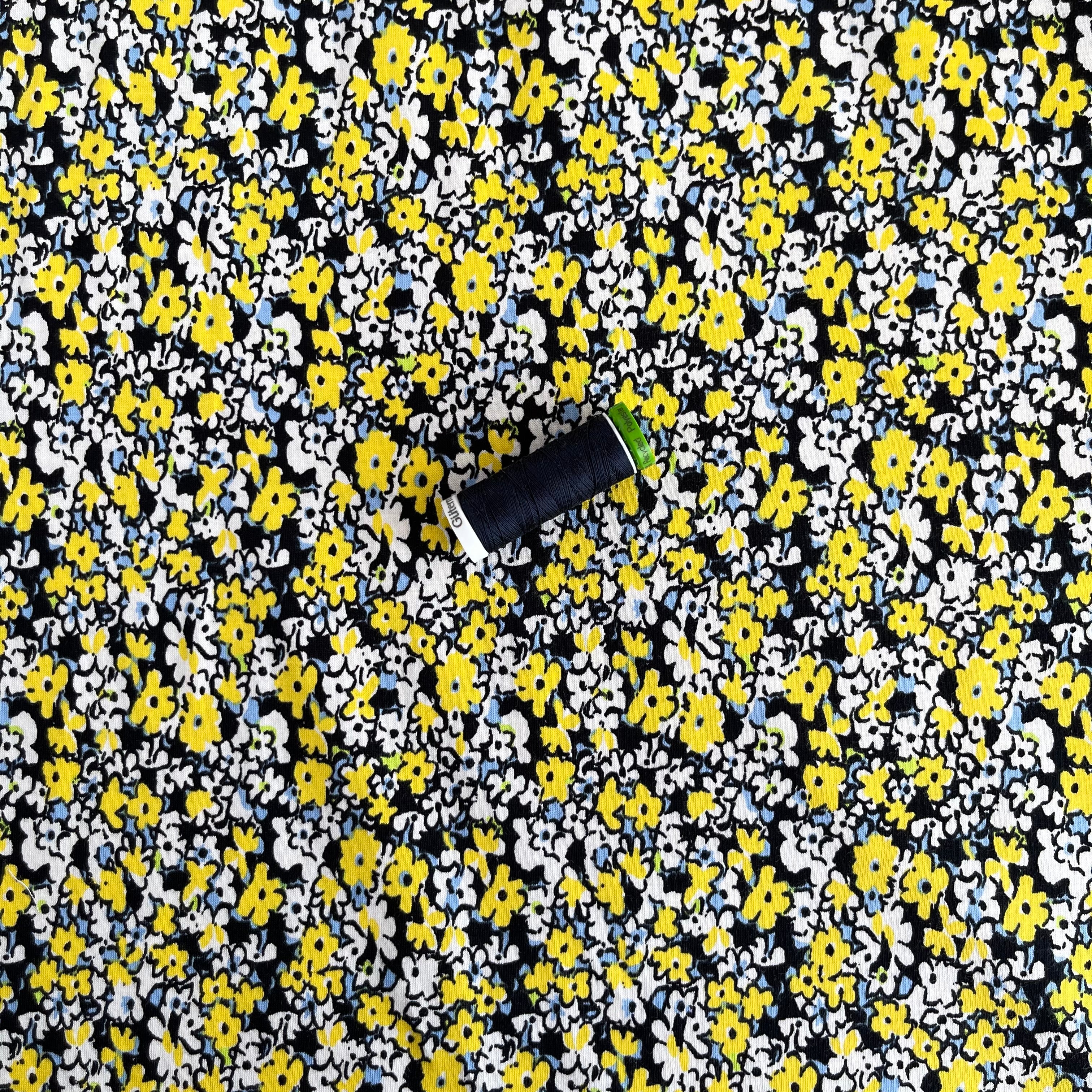 Buttercup Flower Cotton Jersey Fabric