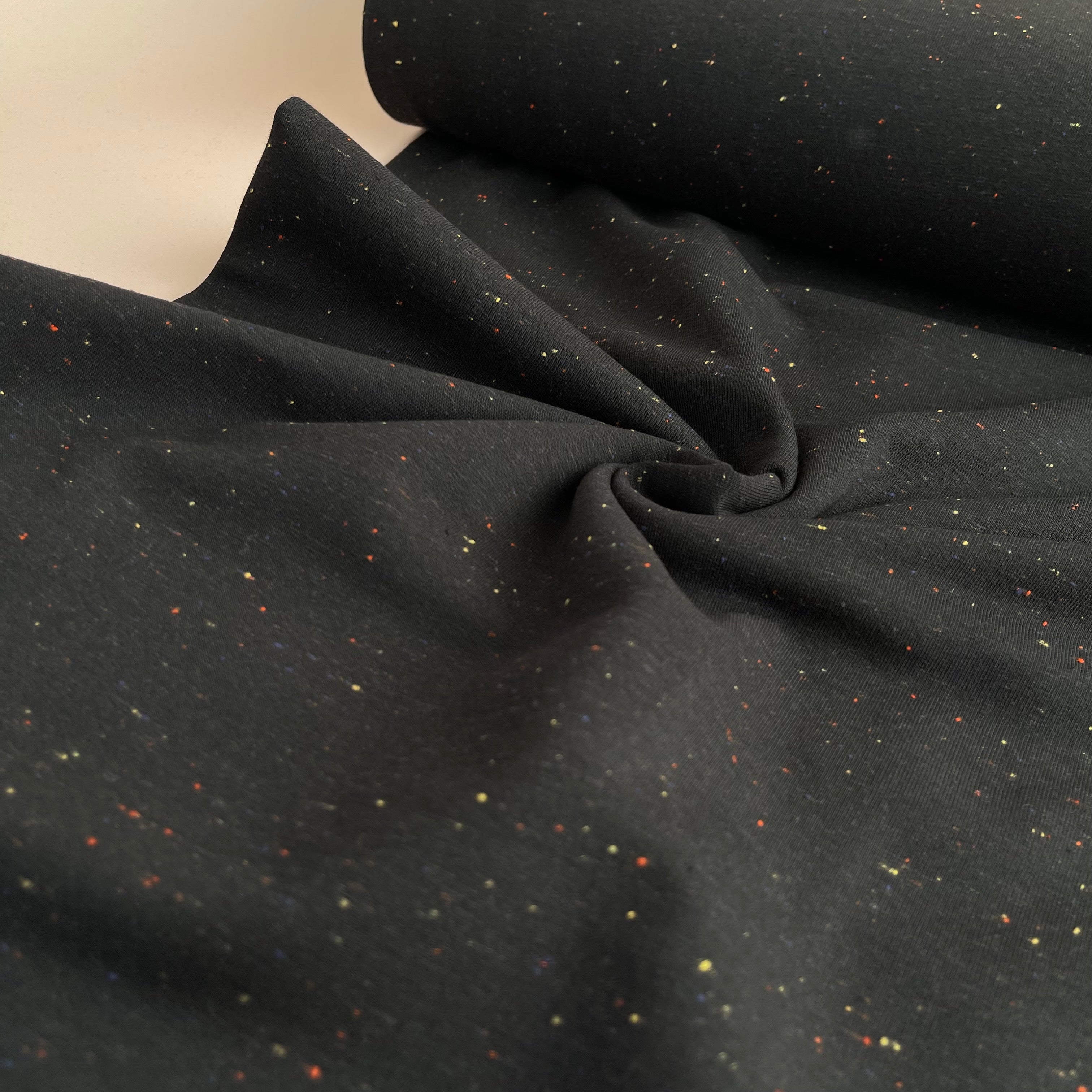 REMNANT 0.66 Metre - Cosy Colours Dark Navy with multi Flecks Sweat-Shirting