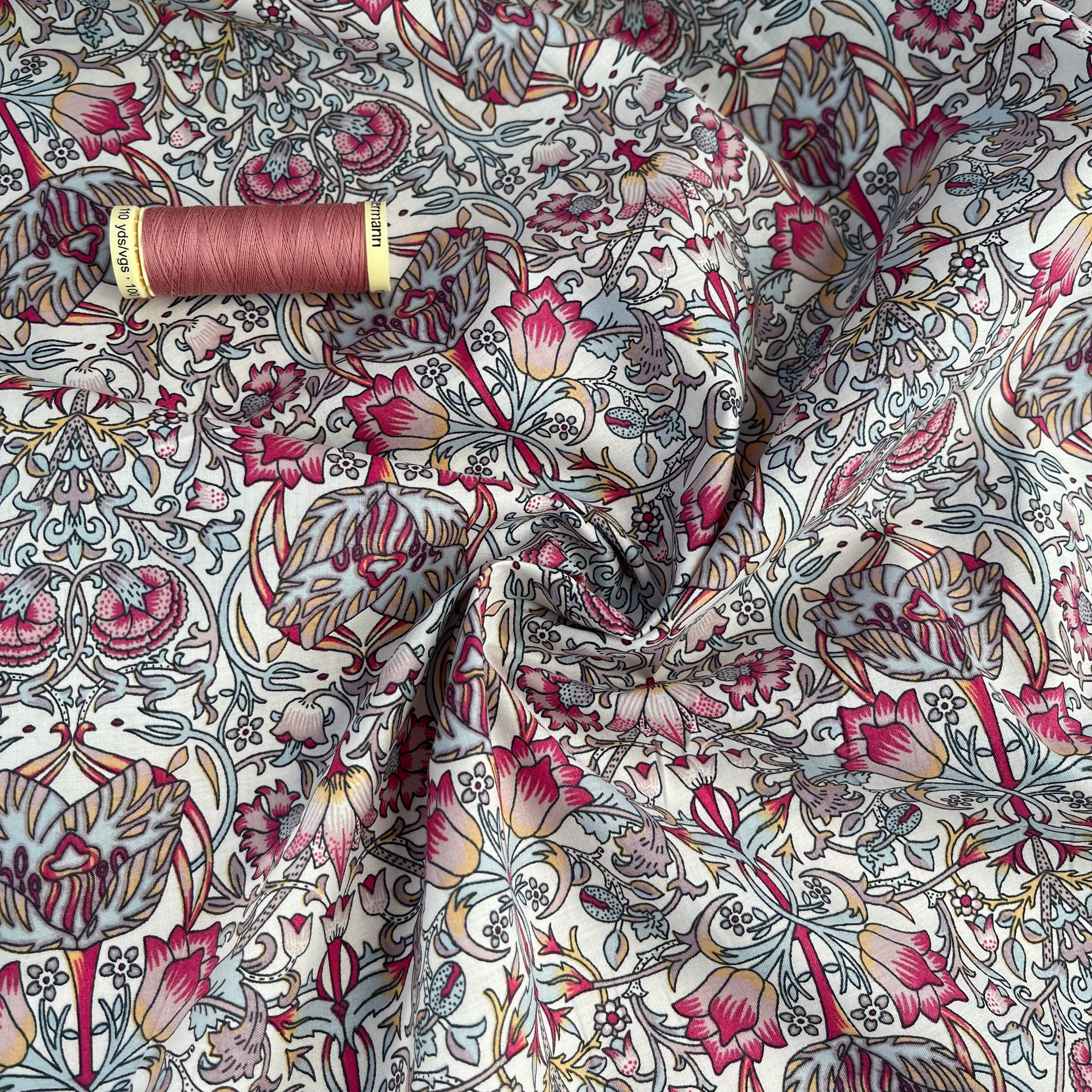 Morris Pink Cotton Lawn Fabric