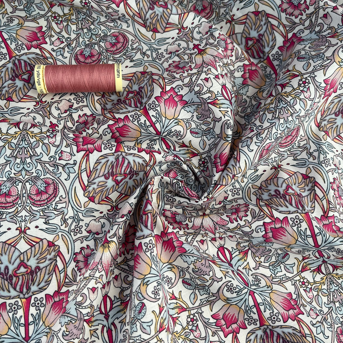 Morris Pink Cotton Lawn Fabric Lamazi Fabrics